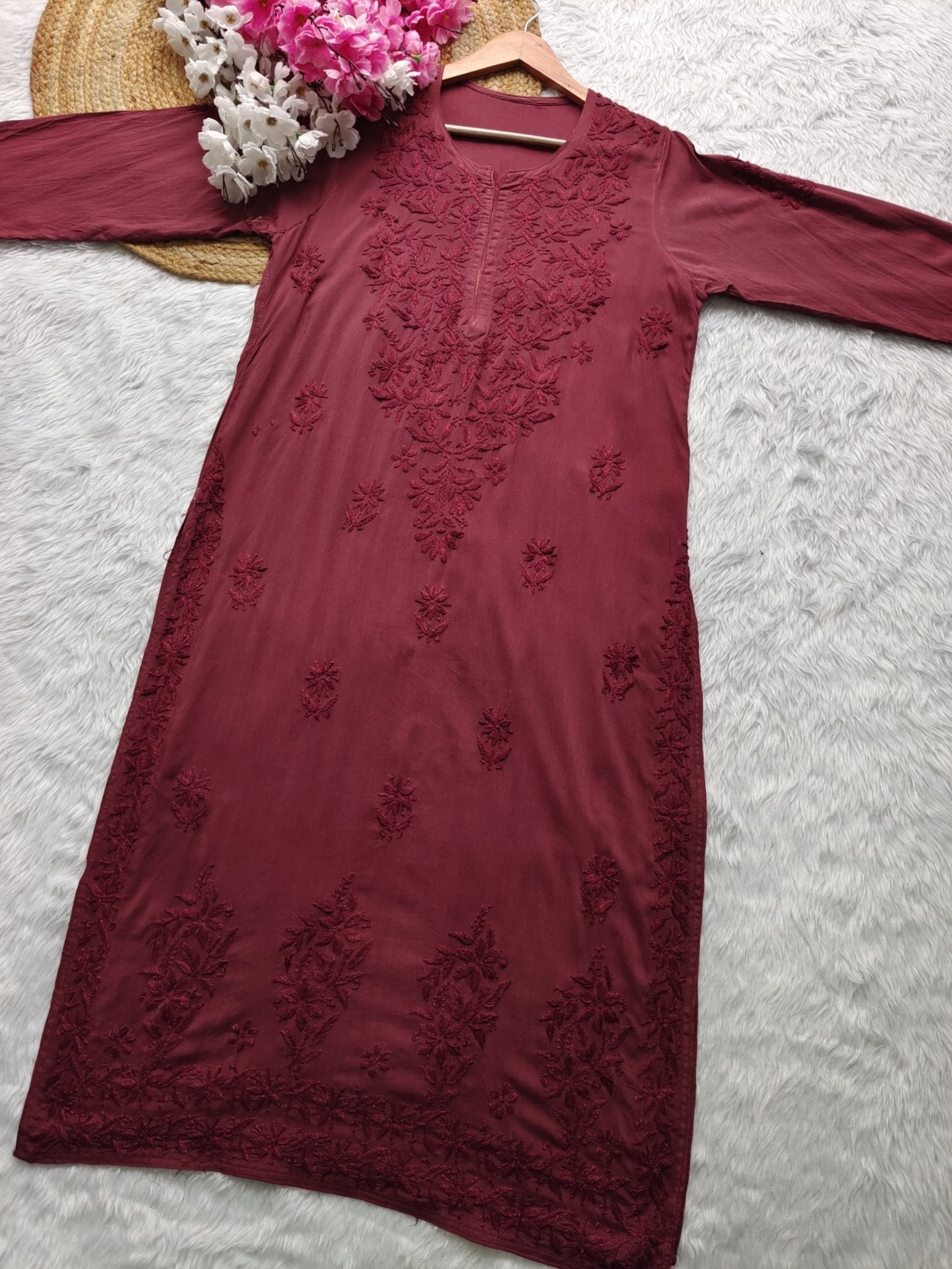 Dyed Straight Fit Modal Kurtas - chikankariofficial