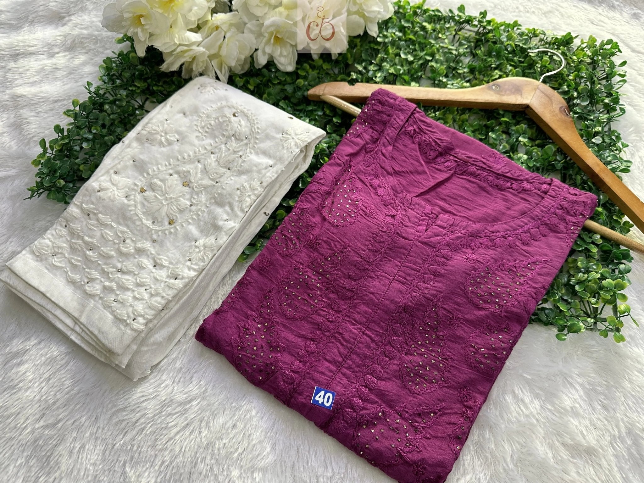 Elegant Chanderi With Muqaish Work - chikankariofficial