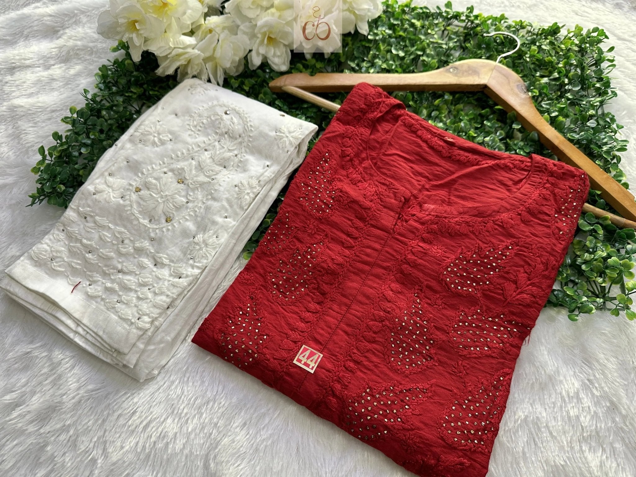 Elegant Chanderi With Muqaish Work - chikankariofficial