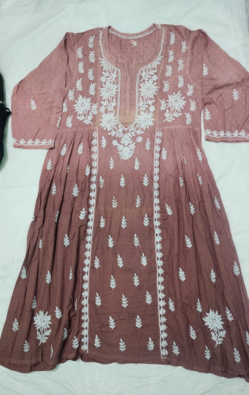 Exclusive Dobby Cotton Gown - chikankariofficial