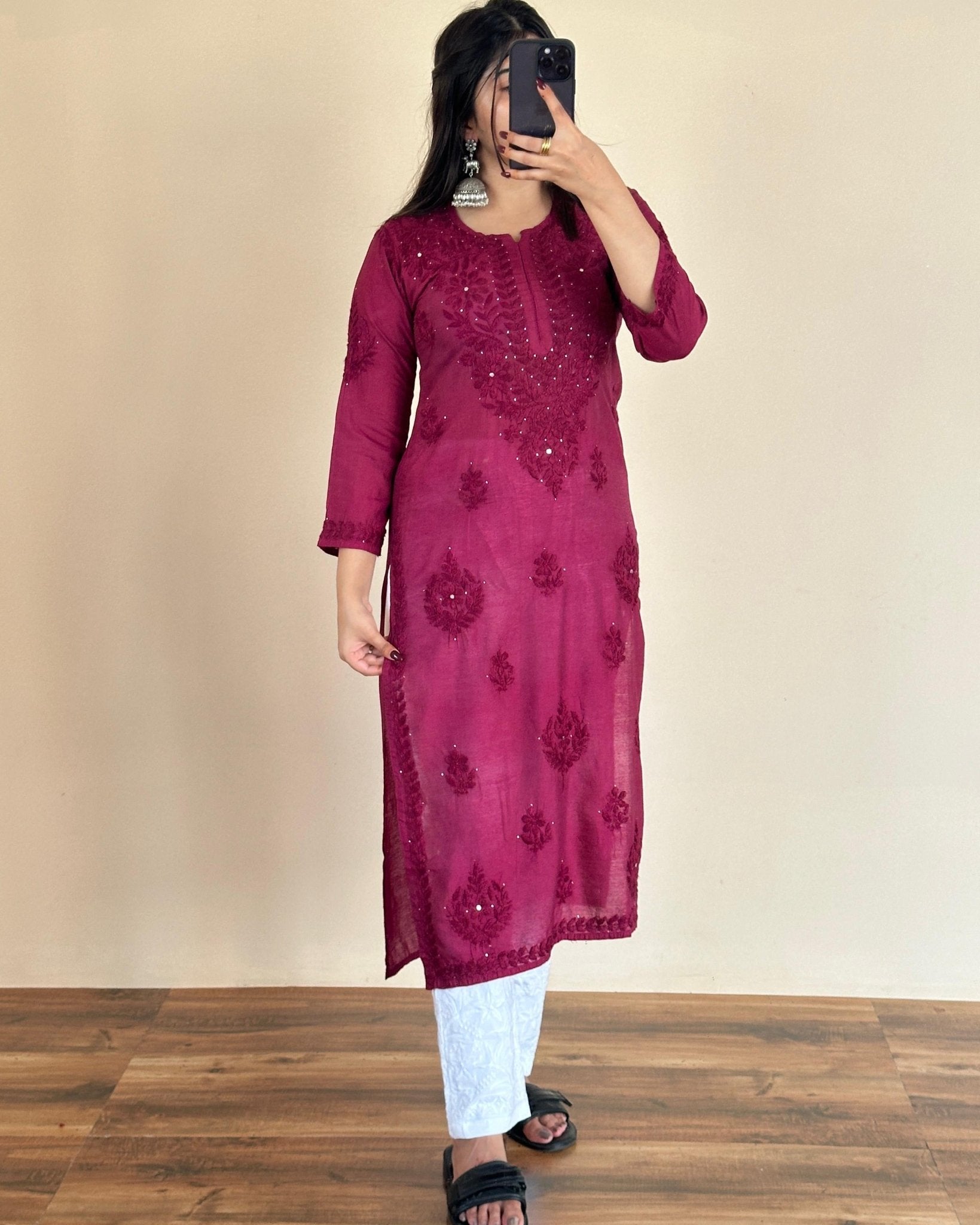 Exclusive Light weight Butter soft dyed Chanderi kurti