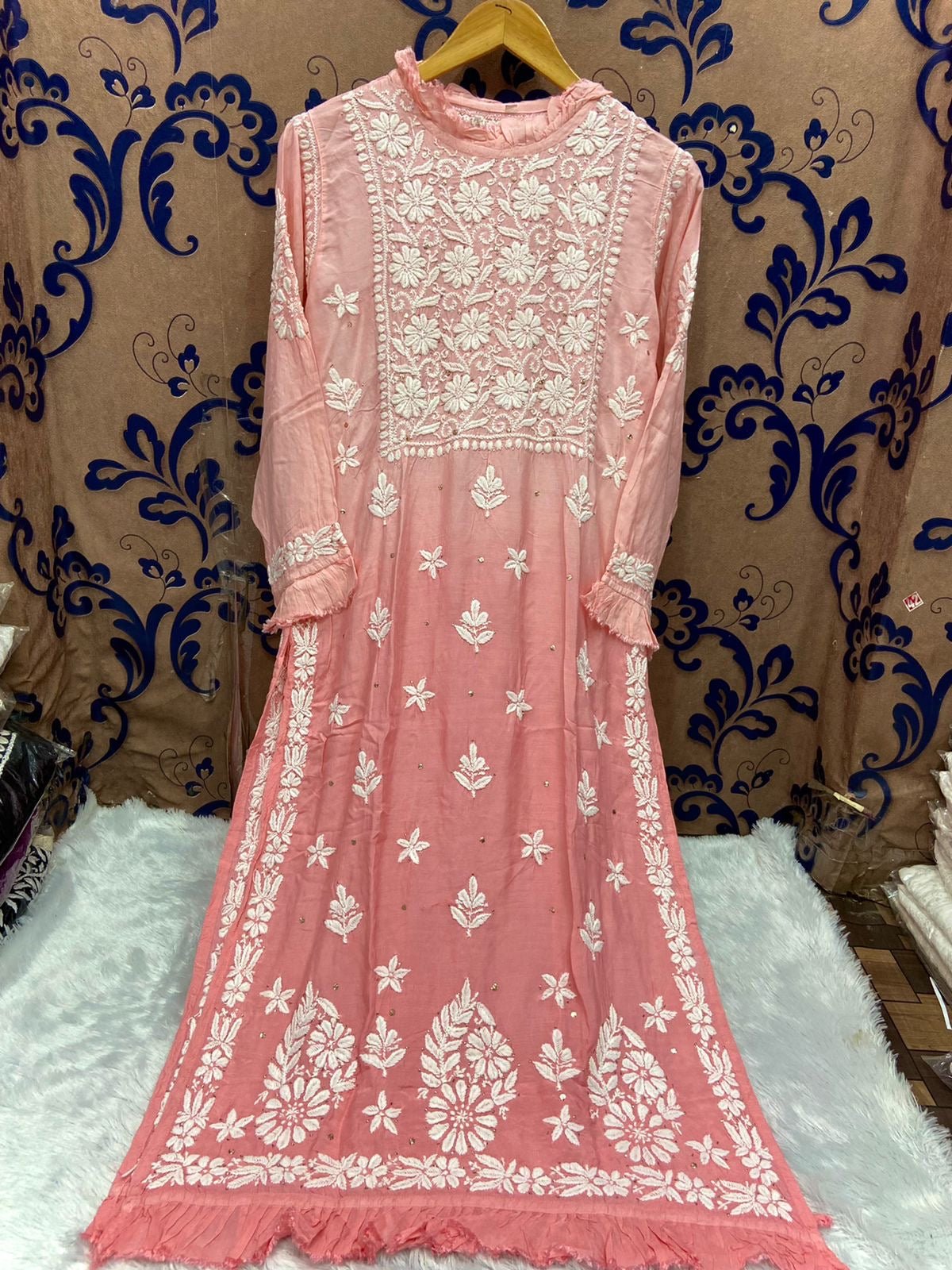 Fancy Musleen pure 3D silk - chikankariofficial