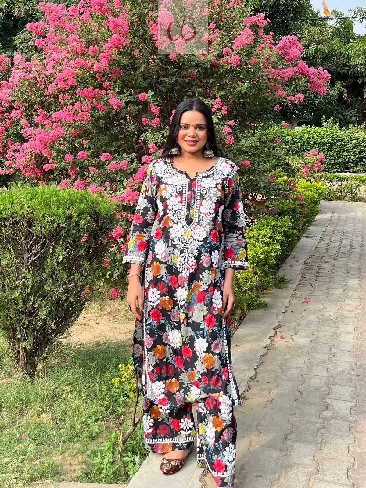 Floral Printed Mul Mul Plazo Set - chikankariofficial