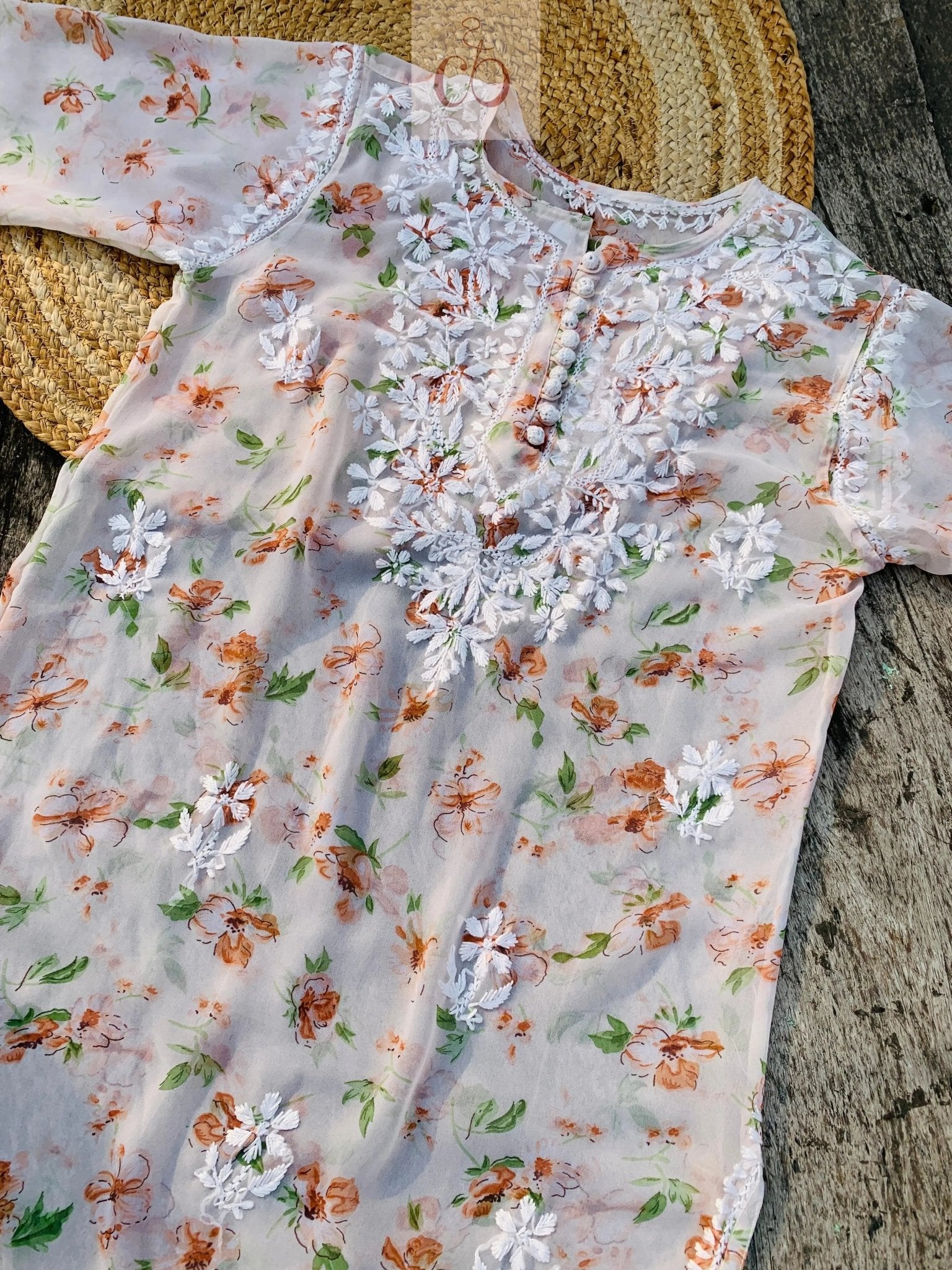 Georgette long Printed Kurti With inner - chikankariofficial