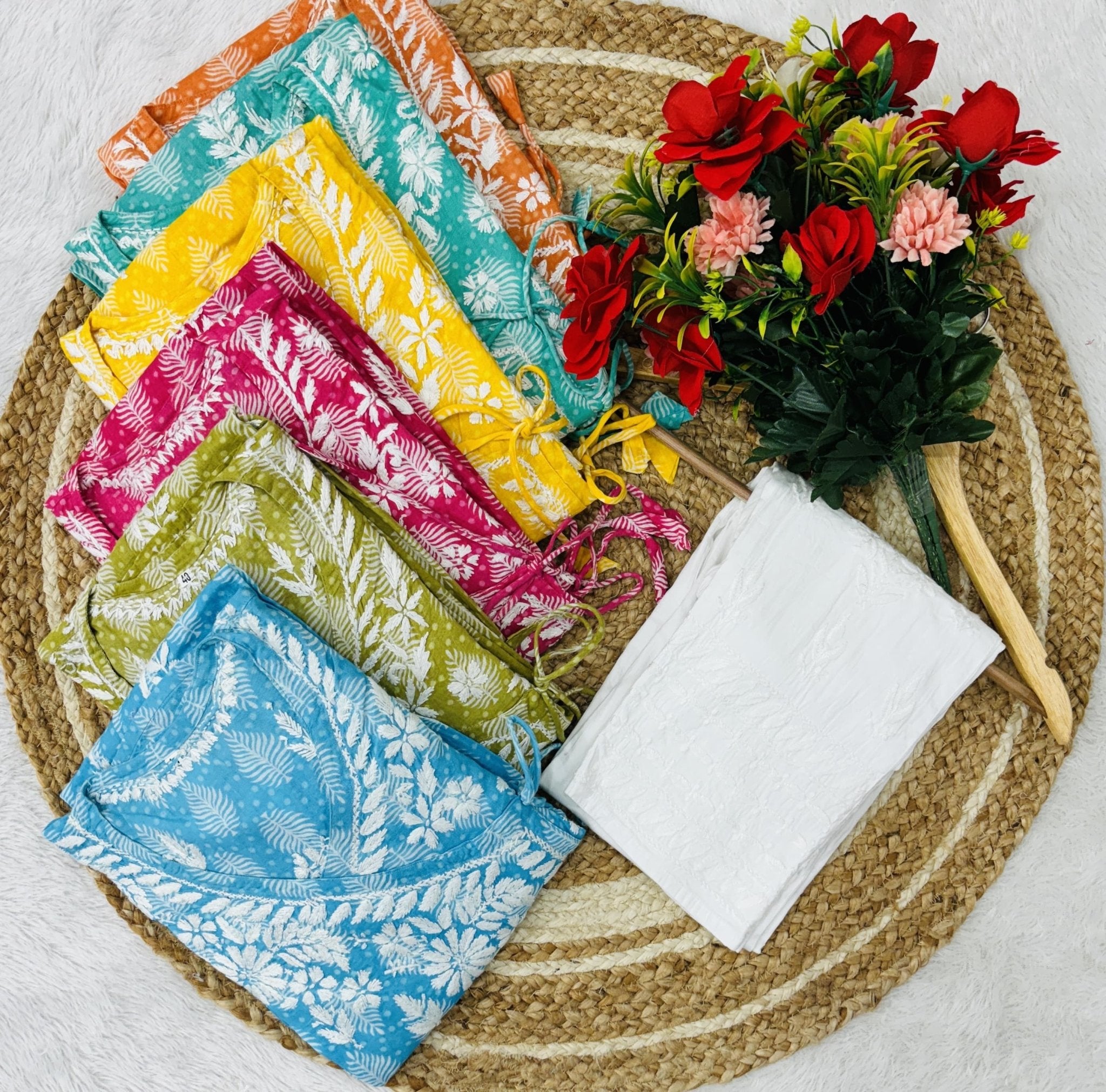 Ghas patti hand work Angrakha Gown - chikankariofficial