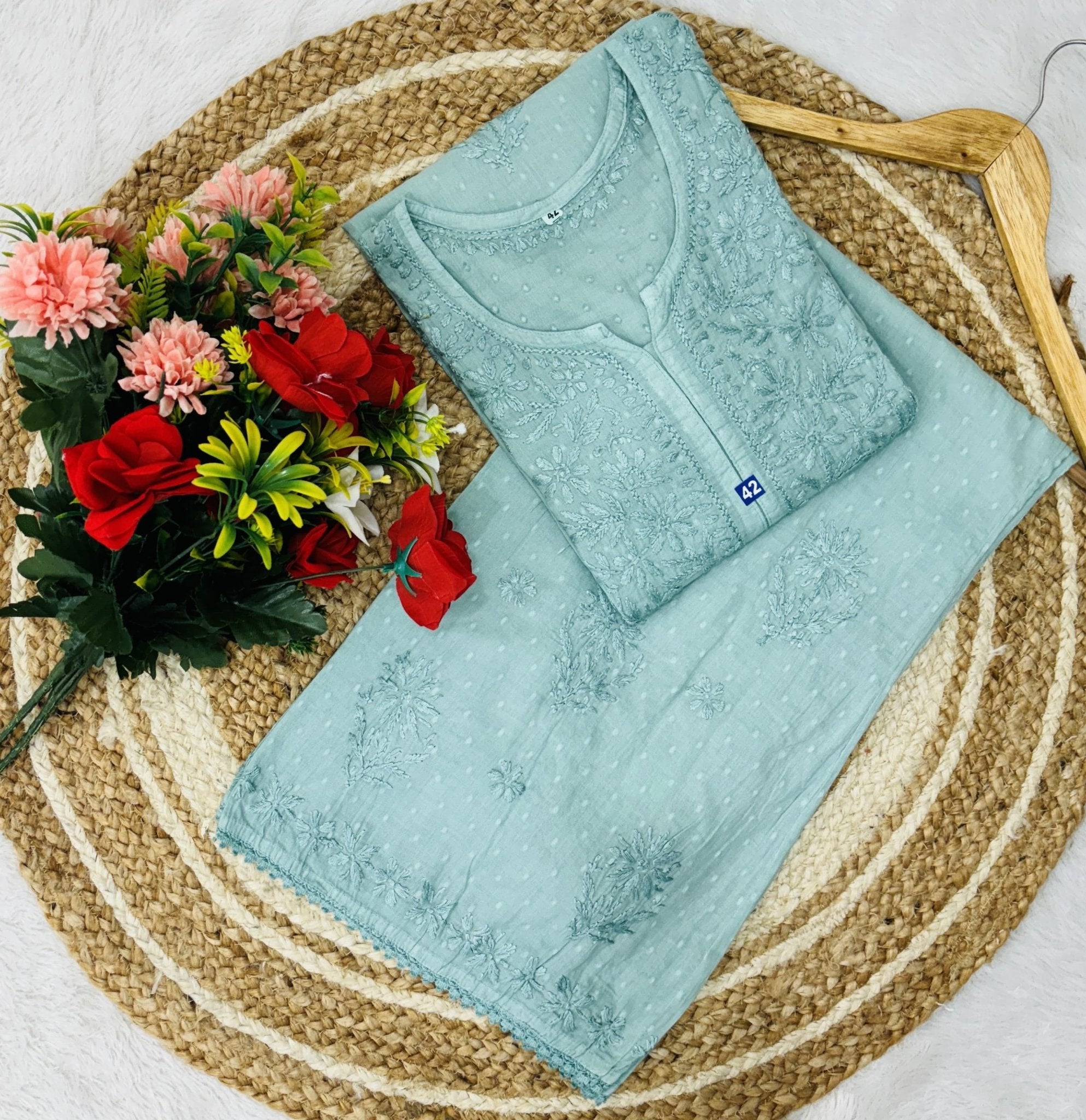 Ghas Patti Hand work dobby cotton combo - chikankariofficial