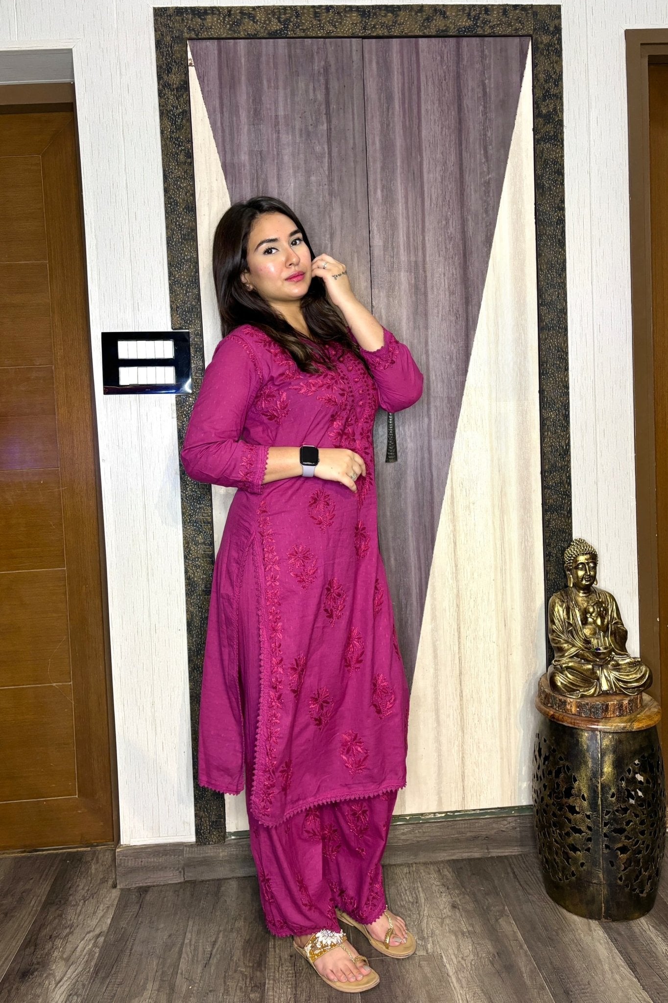 Ghas Patti Hand work dobby cotton combo - chikankariofficial