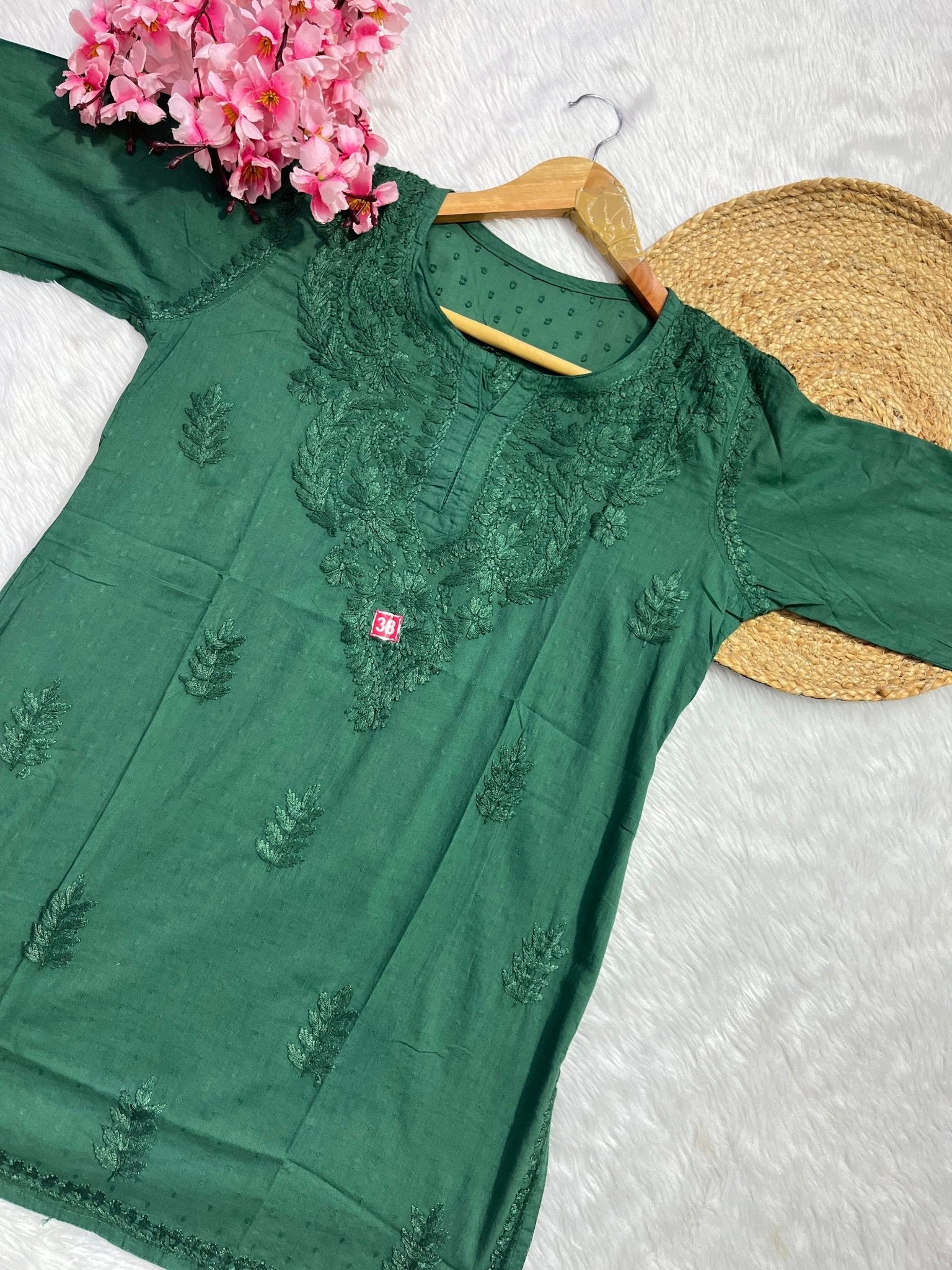 Ghaspatti Dyed Handcrafted Short Top - chikankariofficial