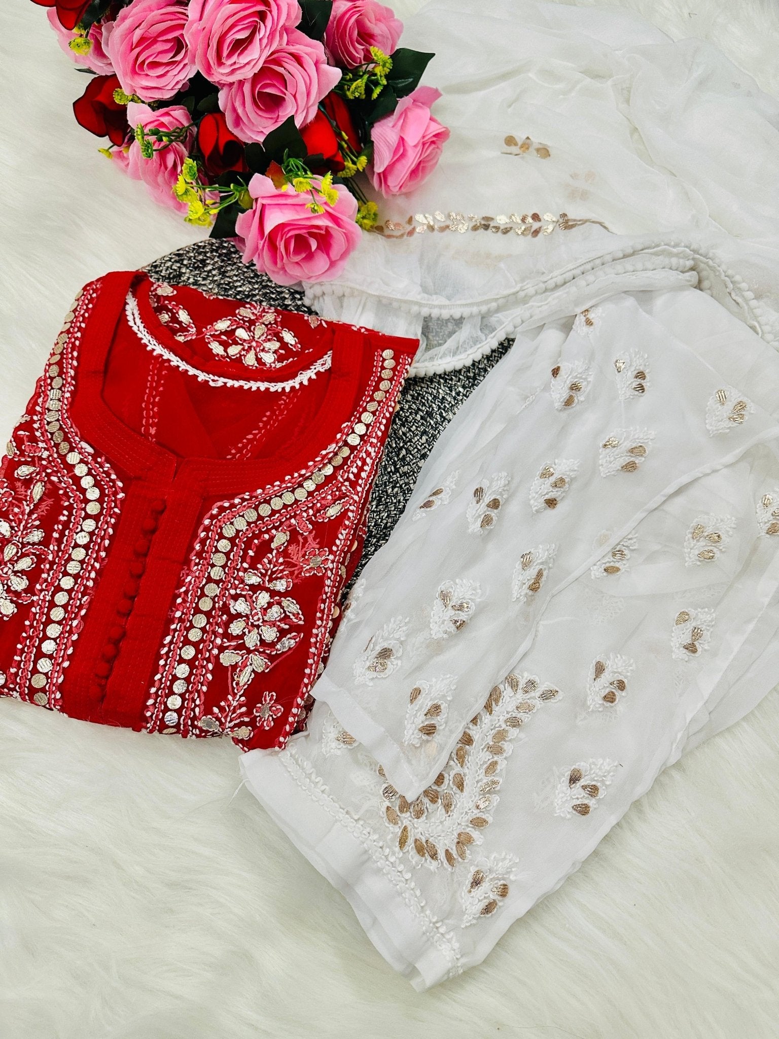 Gotapatti 3pc Set Heavy panel Edition ( With inner ) - chikankariofficial