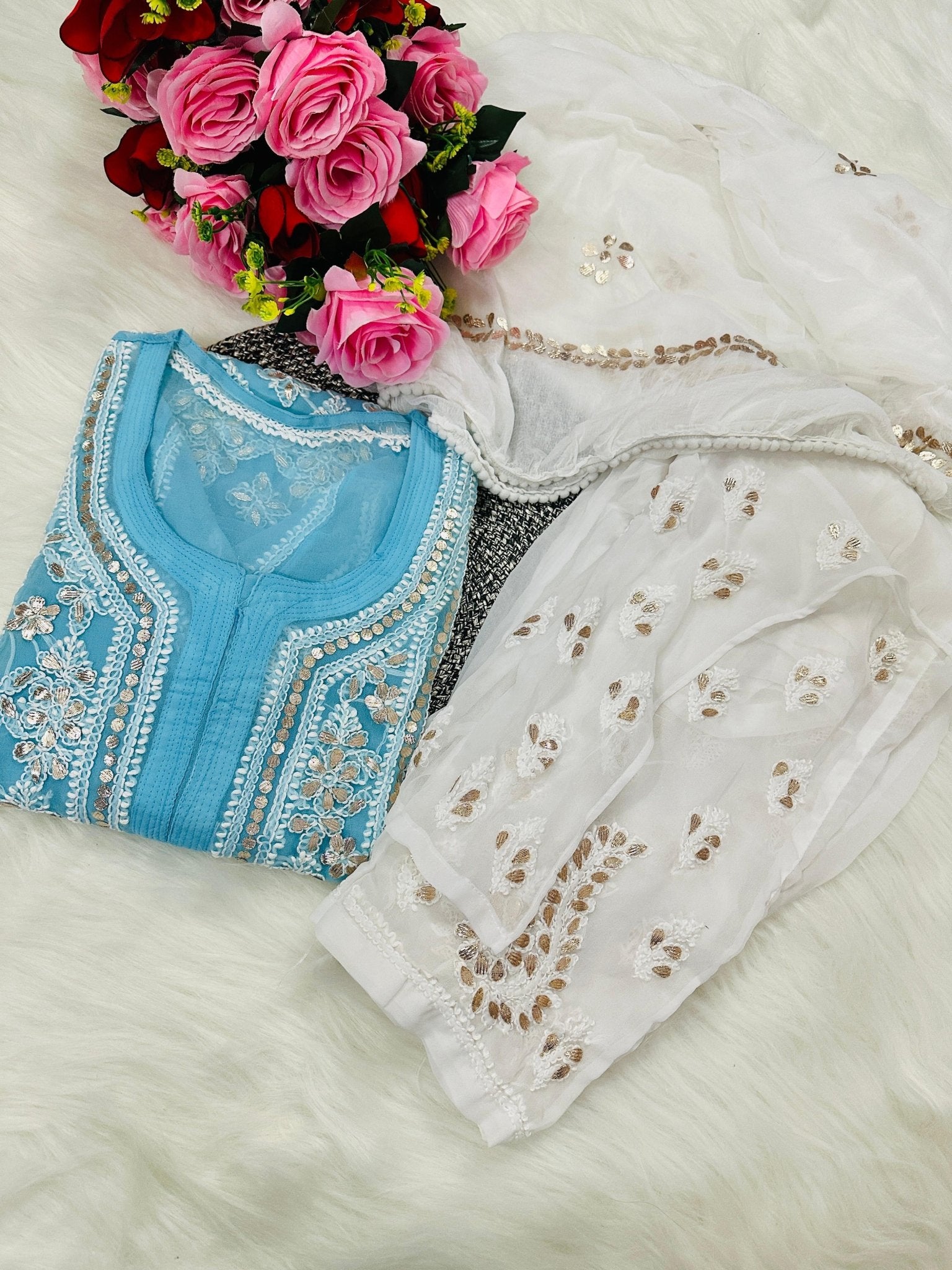 Gotapatti 3pc Set Heavy panel Edition ( With inner ) - chikankariofficial