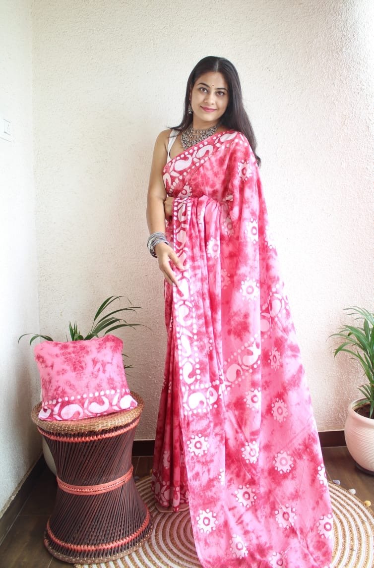 Hand Block Printed Saree - chikankariofficial