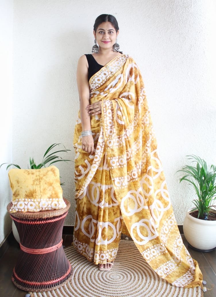 Hand Block Printed Saree - chikankariofficial