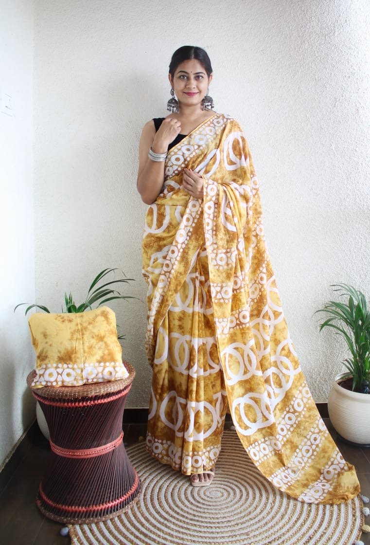 Hand Block Printed Saree - chikankariofficial