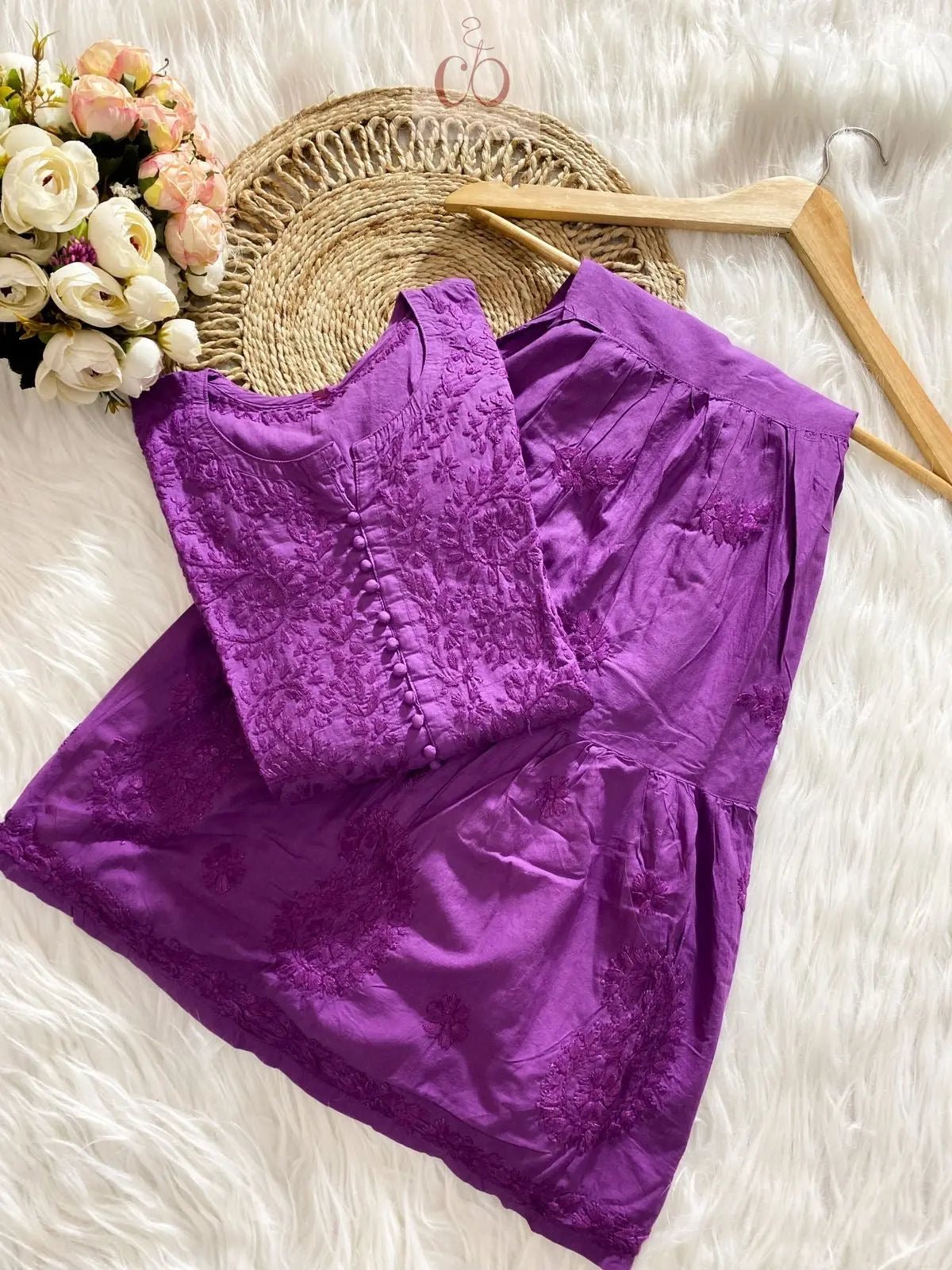 Handcrafted Eid special Mul co ord set - chikankariofficial