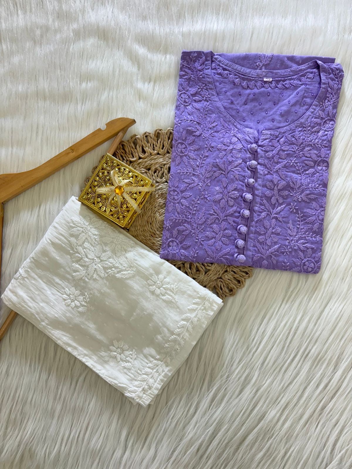 HandCrafted Heavy Work Dobby Cotton Kurti - chikankariofficial