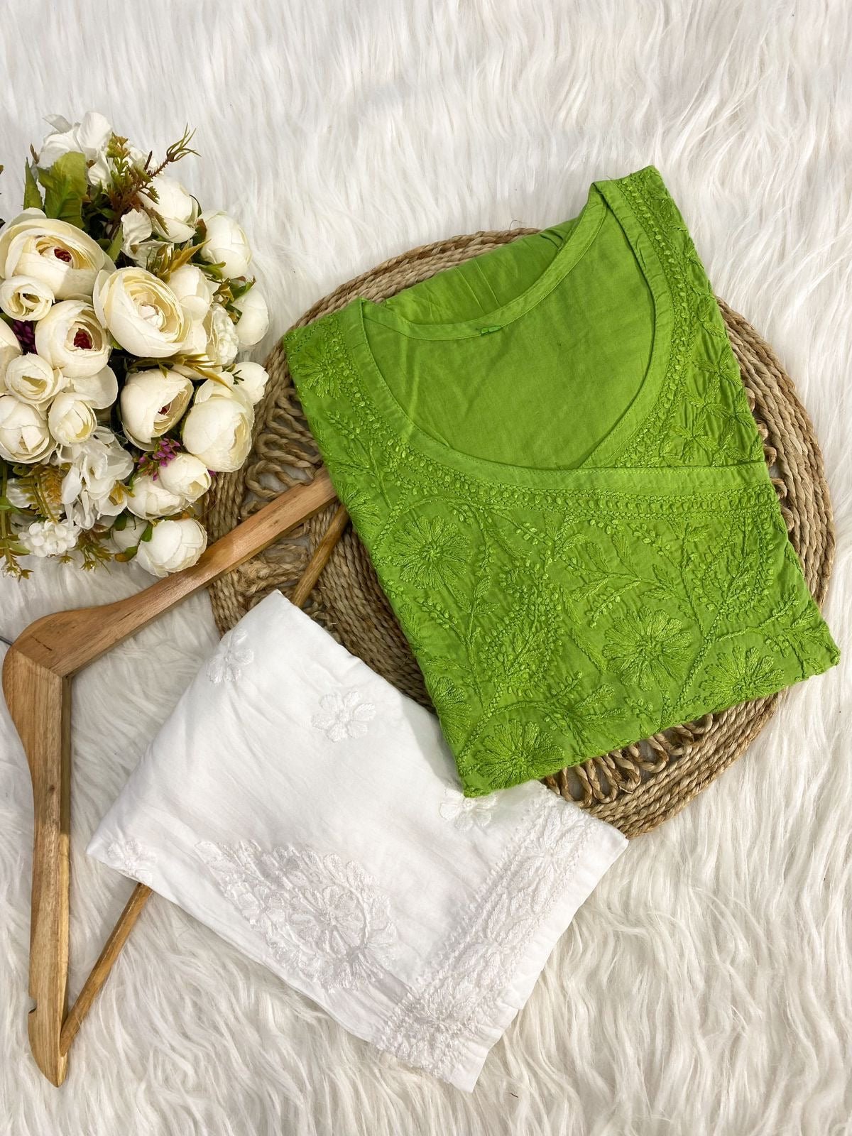 Handcrafted Mul Fancy dori Short Top - chikankariofficial