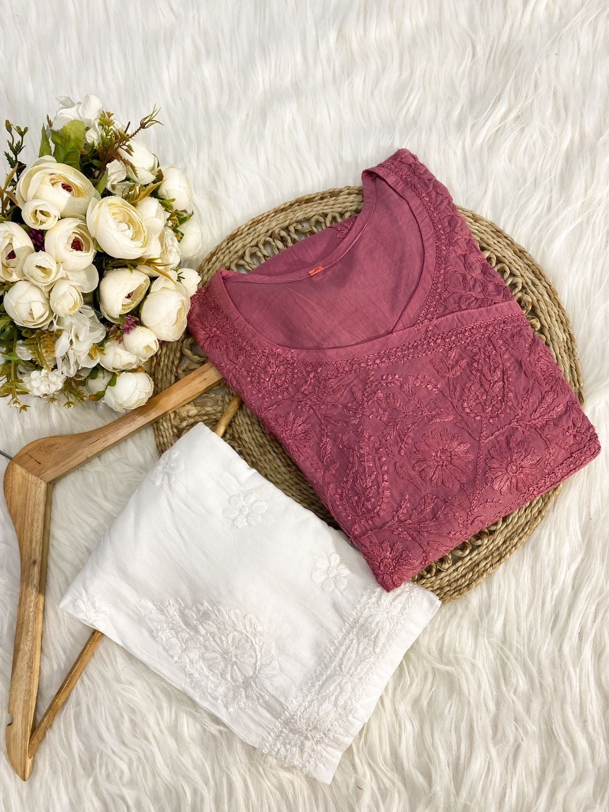 Handcrafted Mul Fancy dori Short Top - chikankariofficial