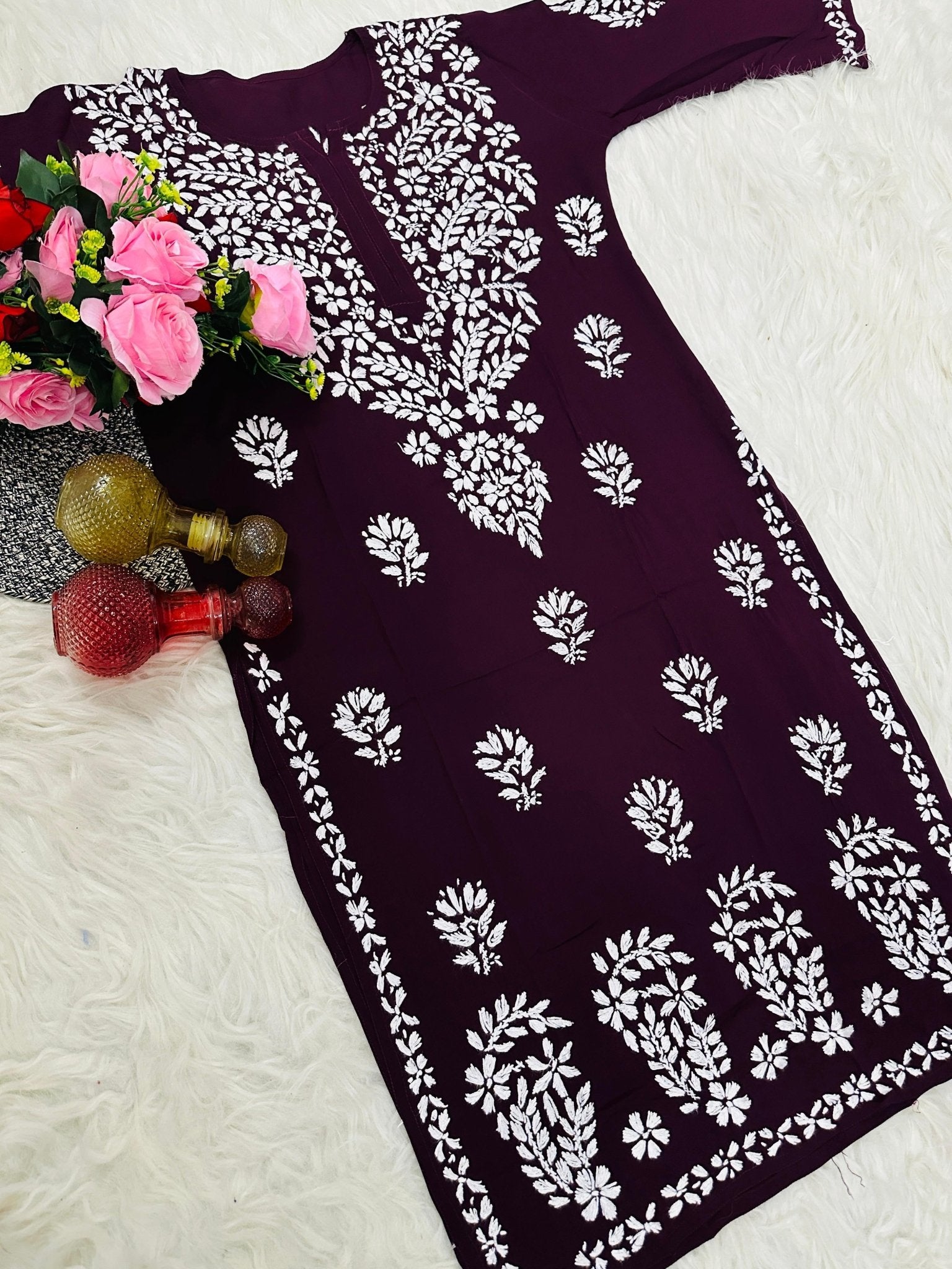 Handwork Pure Modal chikan kurti - chikankariofficial