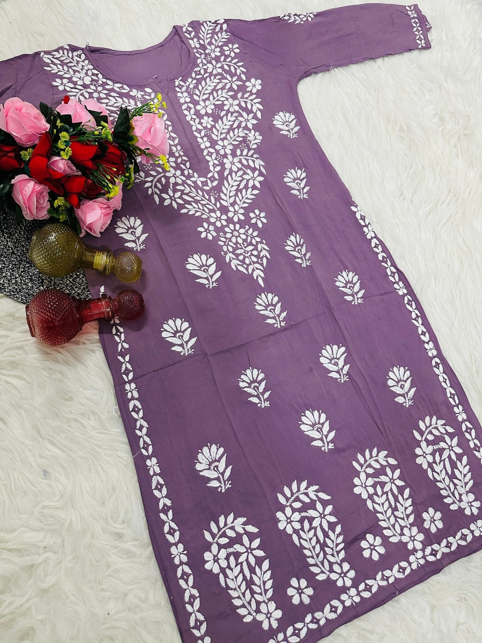 Handwork Pure Modal chikan kurti - chikankariofficial