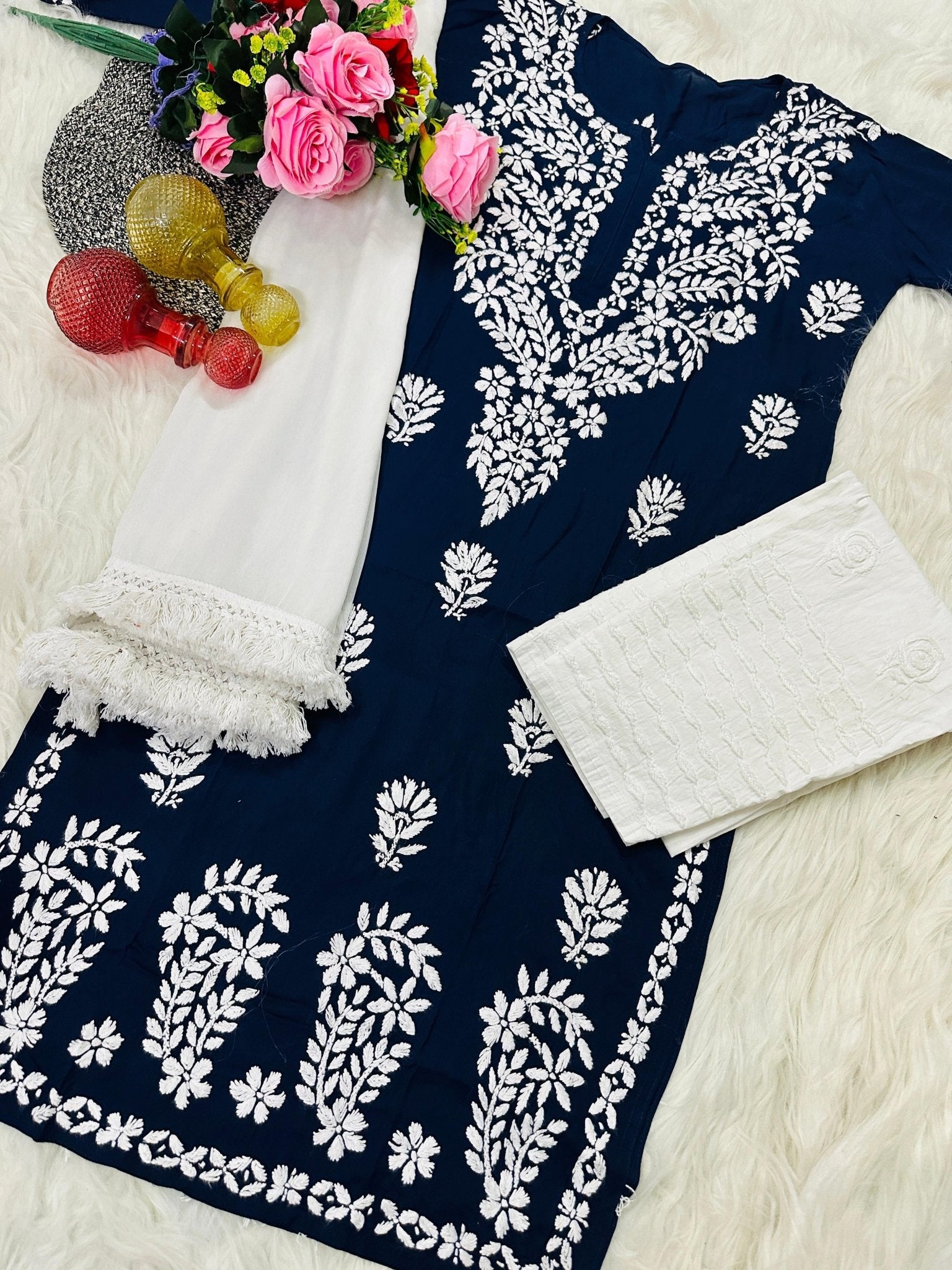 Handwork Pure Modal chikan kurti - chikankariofficial