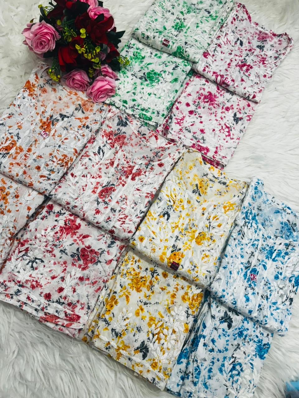 Handwork Pure Mul cotton Floral Printed Combo - chikankariofficial