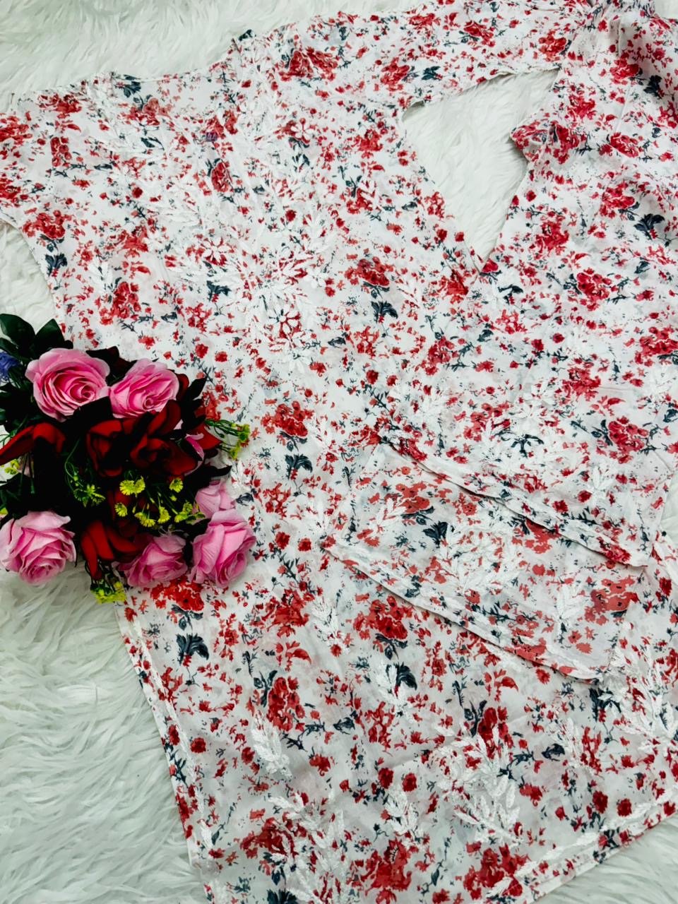 Handwork Pure Mul cotton Floral Printed Combo - chikankariofficial