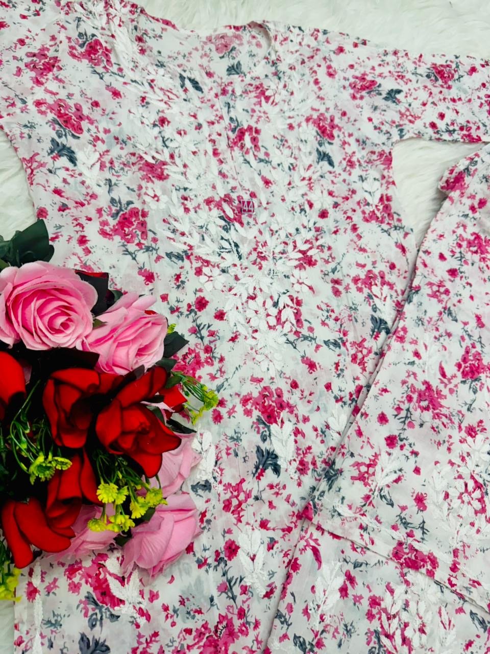 Handwork Pure Mul cotton Floral Printed Combo - chikankariofficial