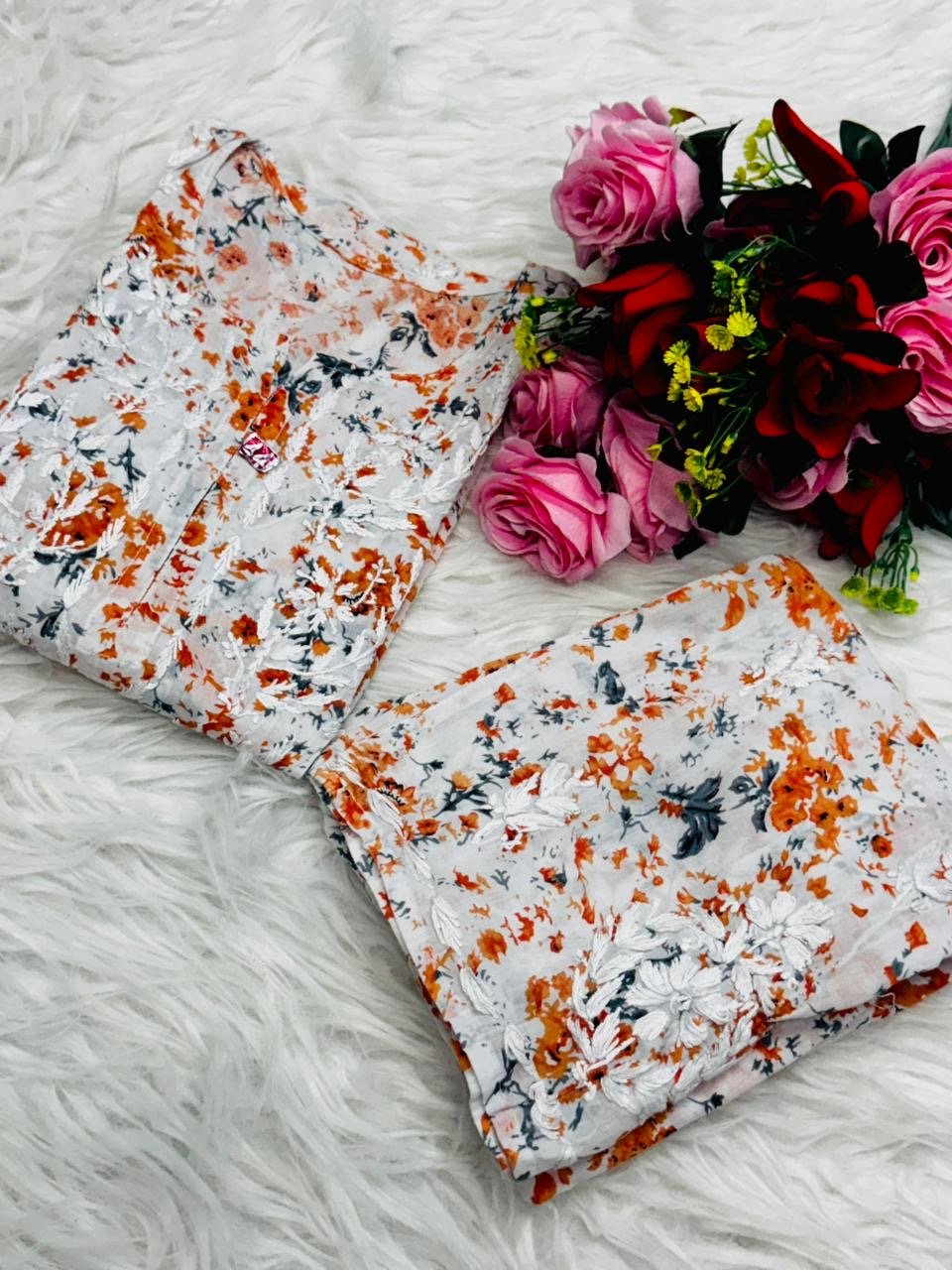 Handwork Pure Mul cotton Floral Printed Combo - chikankariofficial