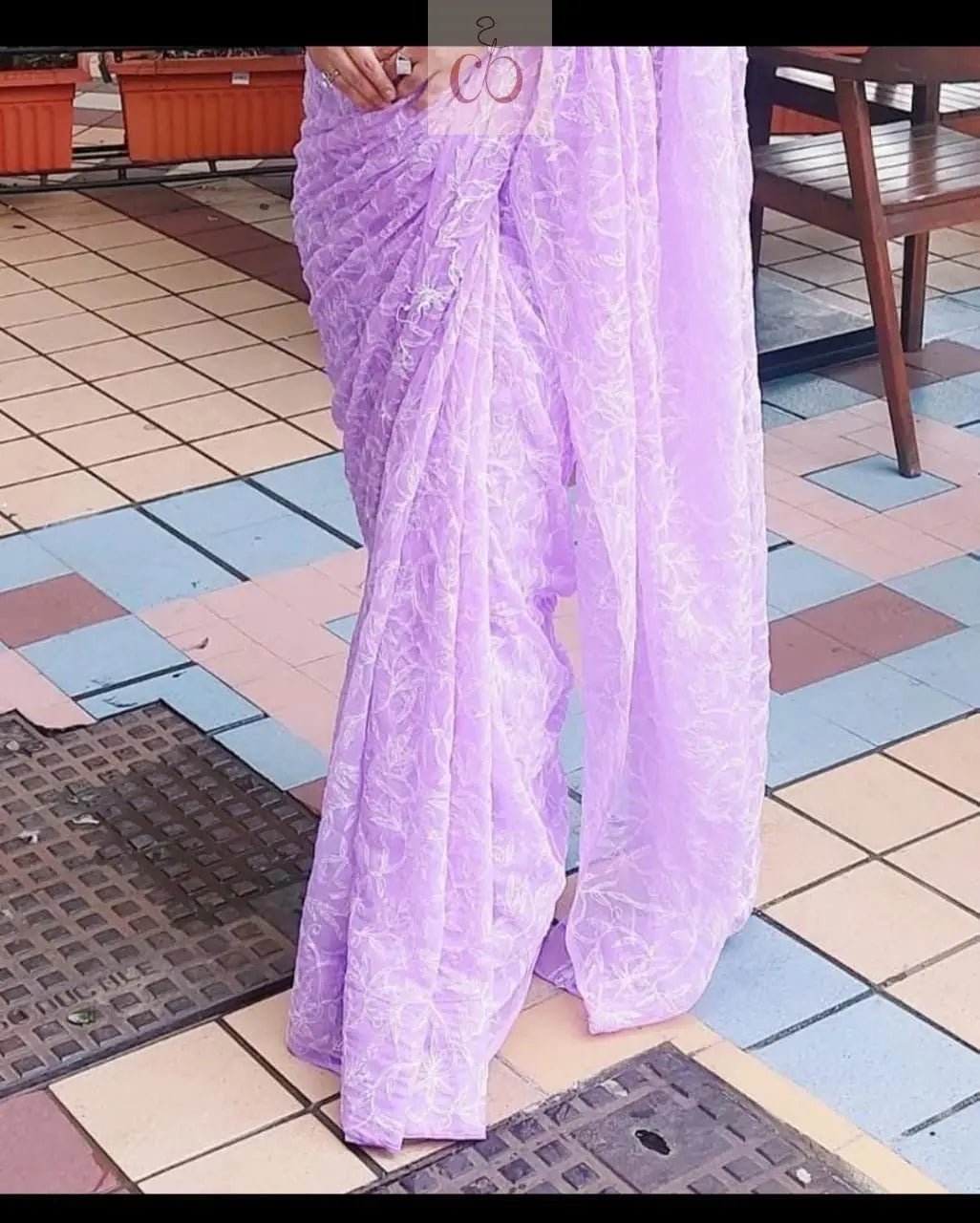 Handwork Tepchi Exclusive Saree From Lucknow With Blouse - chikankariofficial