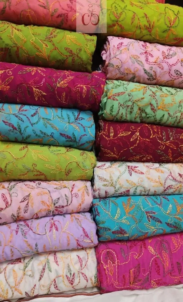 Handworked Chiffon Georgette Tepchi jaal thread Multicolor Saree With Blouse