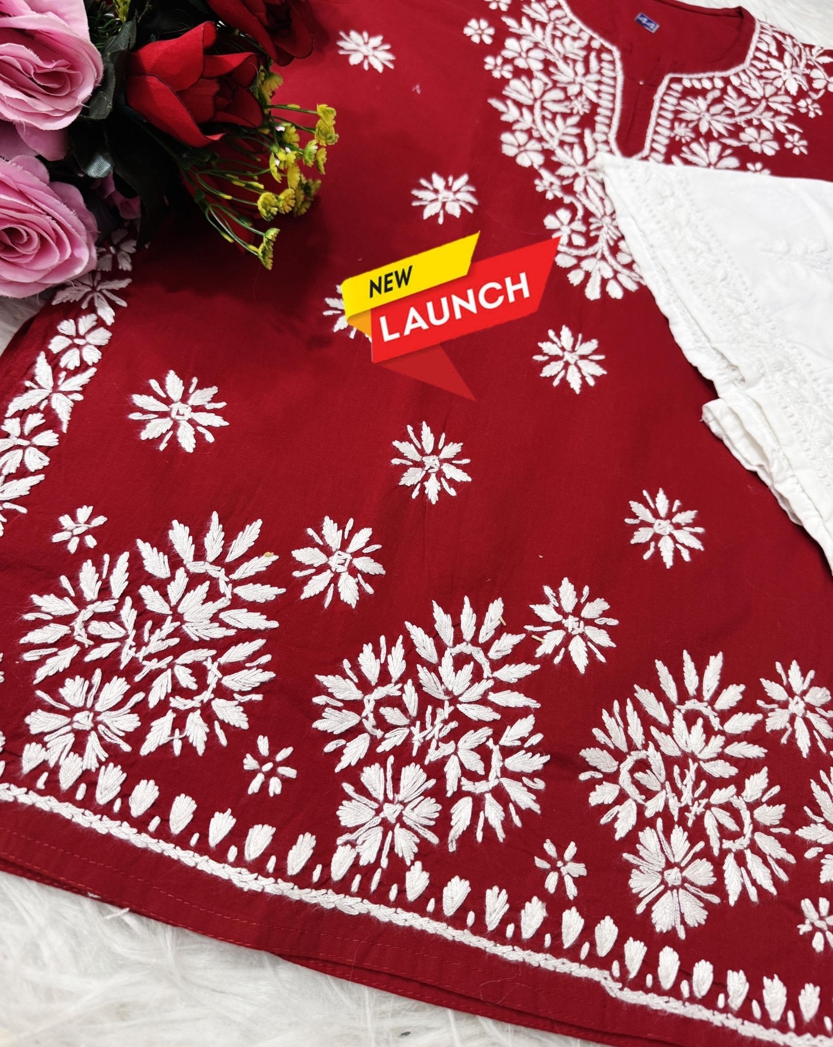 Heavy Handwork Fine rich short top - chikankariofficial