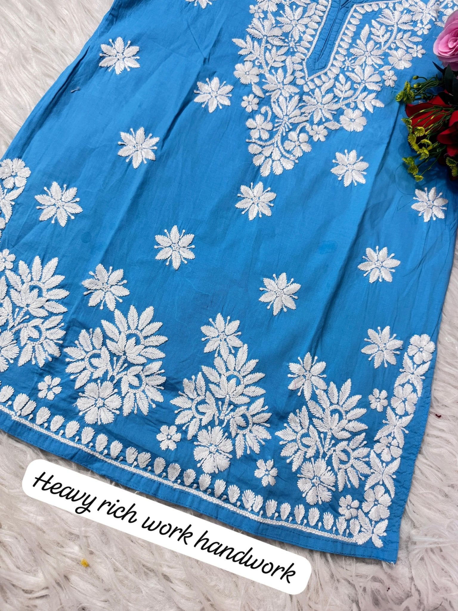 Heavy Handwork Fine rich short top - chikankariofficial