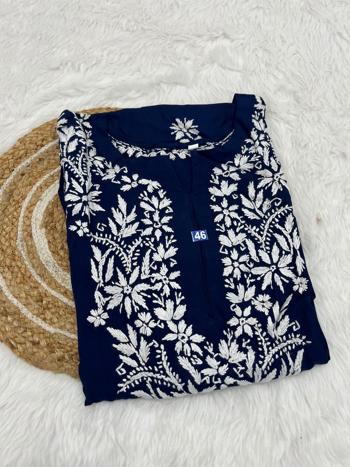 Heavy Work Rayon chikan Kurtis - chikankariofficial