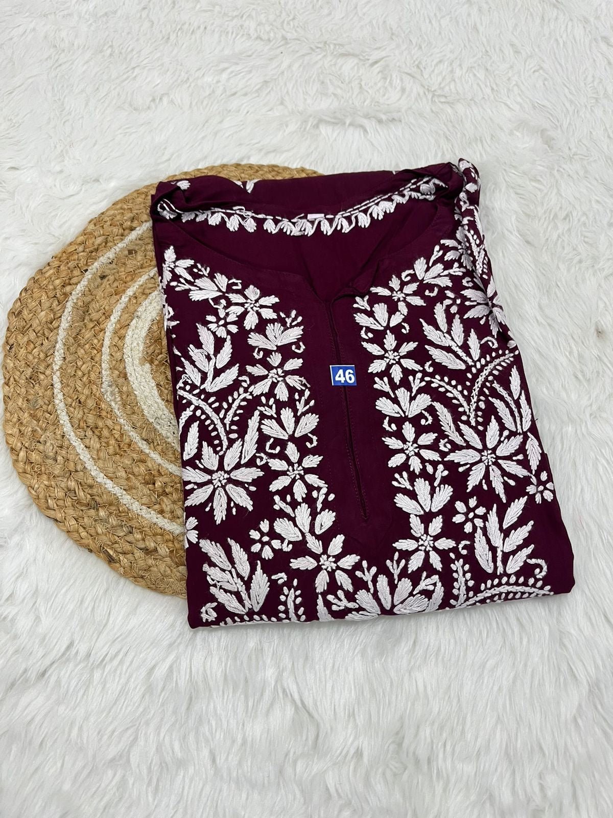 Heavy Work Rayon chikan Kurtis - chikankariofficial