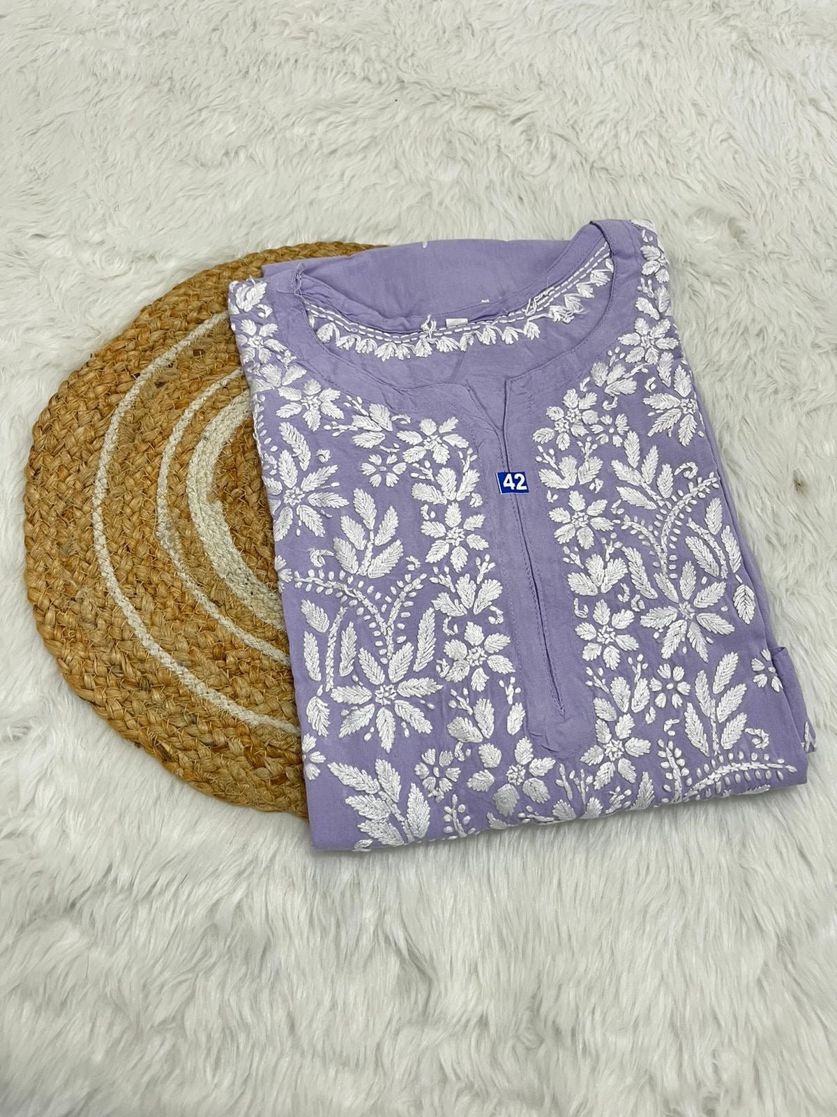 Heavy Work Rayon chikan Kurtis - chikankariofficial