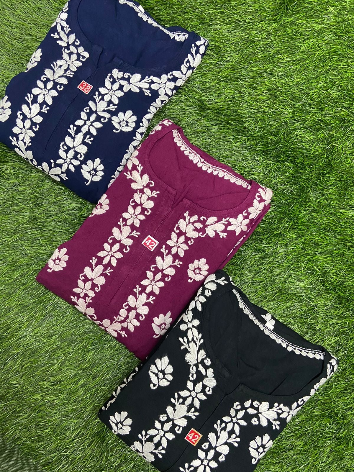 Heavy Work Silk Rayon Kurti Plazzo - chikankariofficial