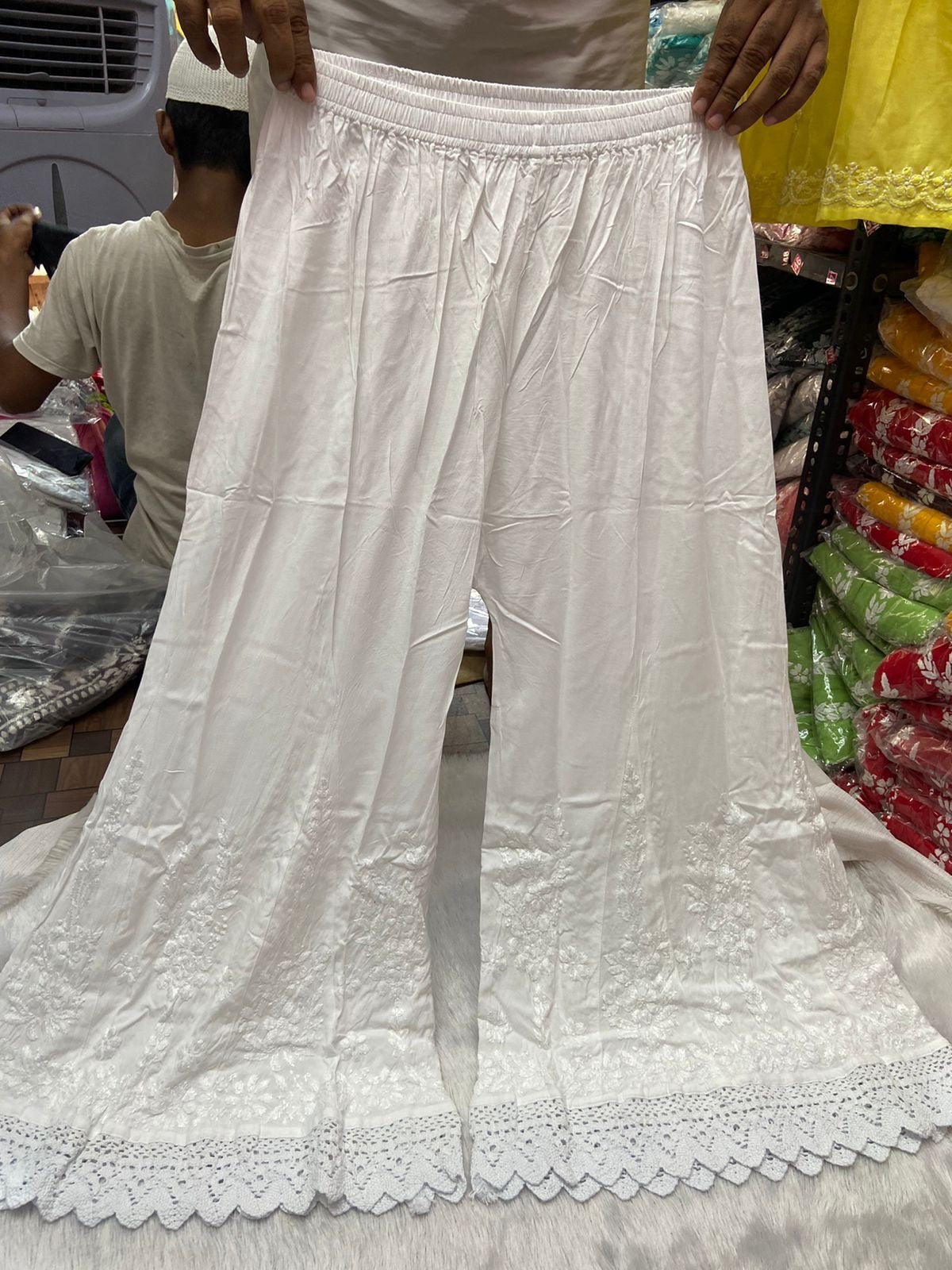 Kalidar Plazzo finest lace Handwork - chikankariofficial