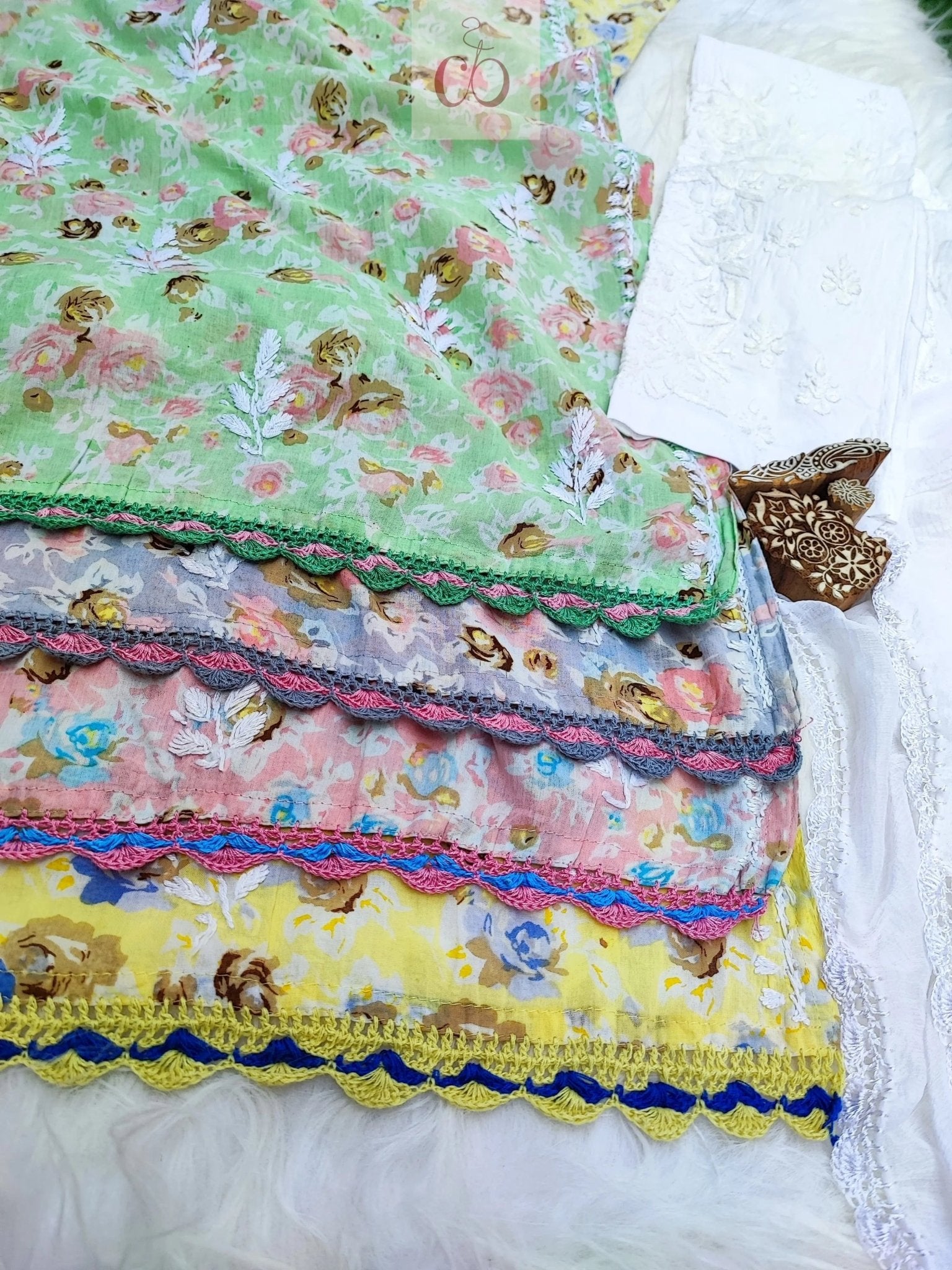 Kurashiya Daman Handcrafted Kurtis - chikankariofficial