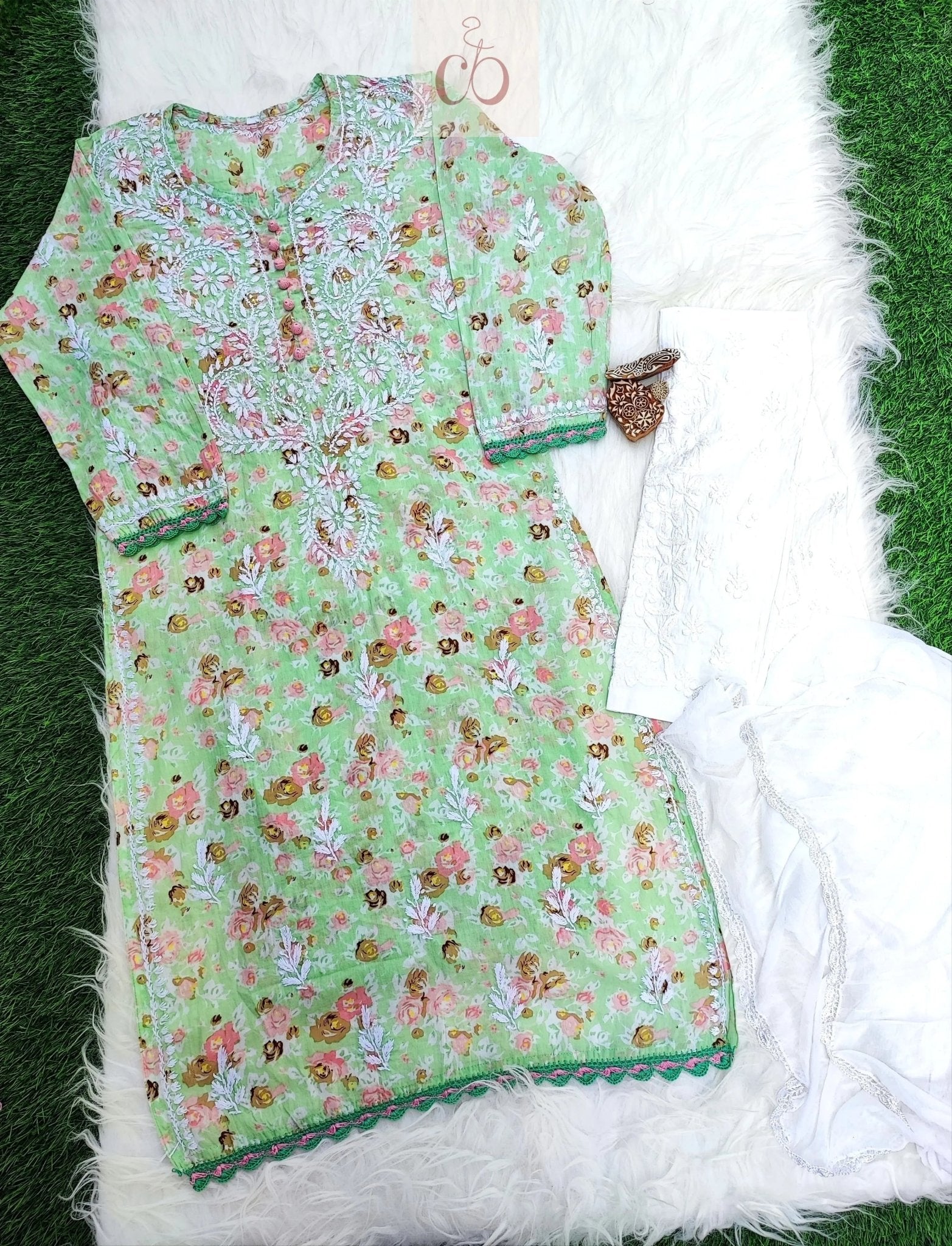 Kurashiya Daman Handcrafted Kurtis - chikankariofficial