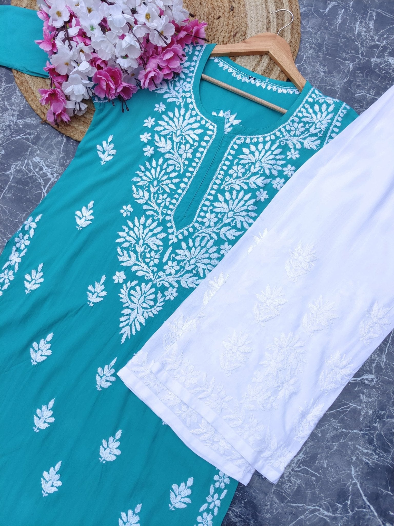 Latest Rayon Contrasting Shades Kurtis - chikankariofficial