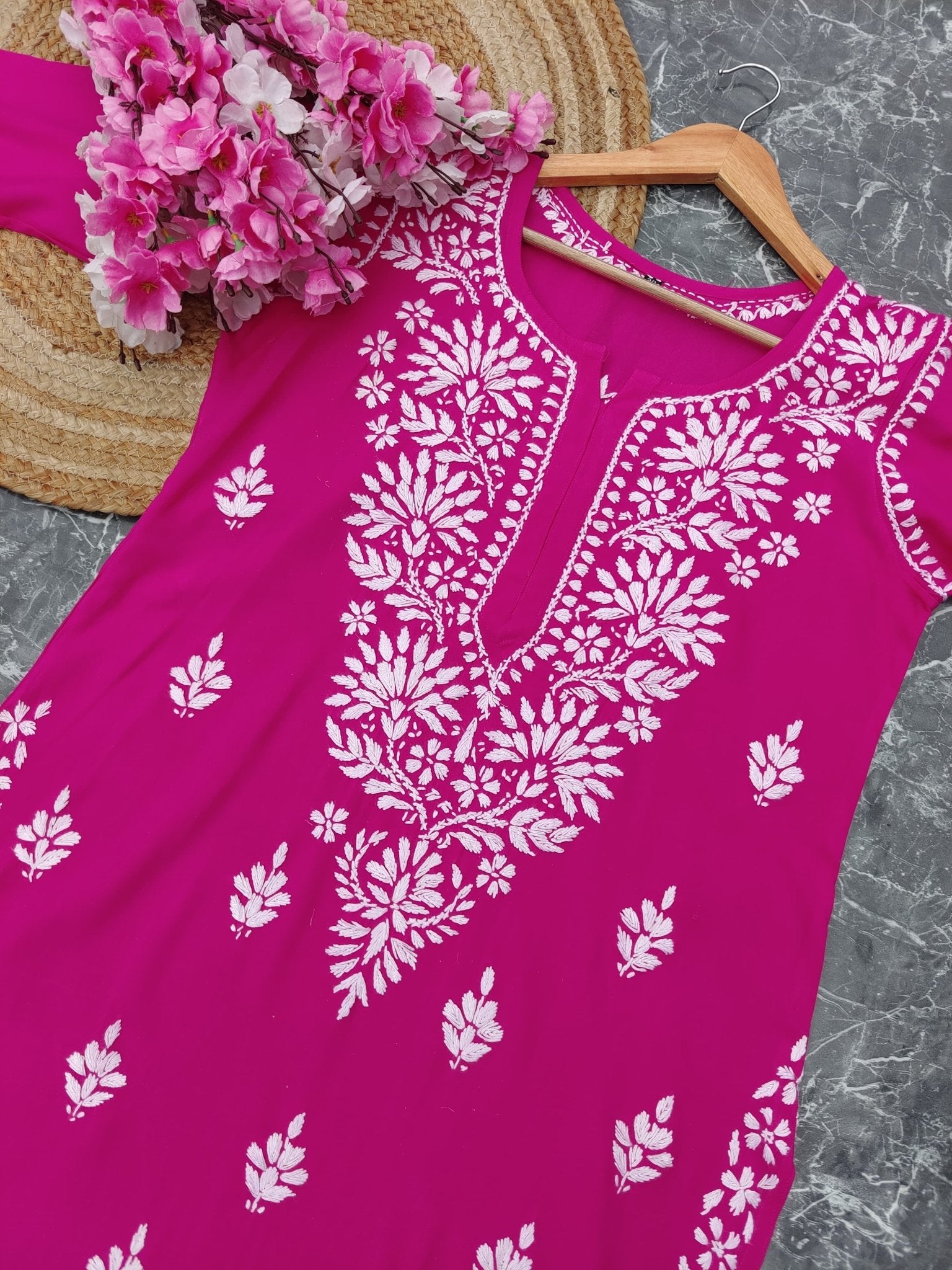 Latest Rayon Contrasting Shades Kurtis - chikankariofficial