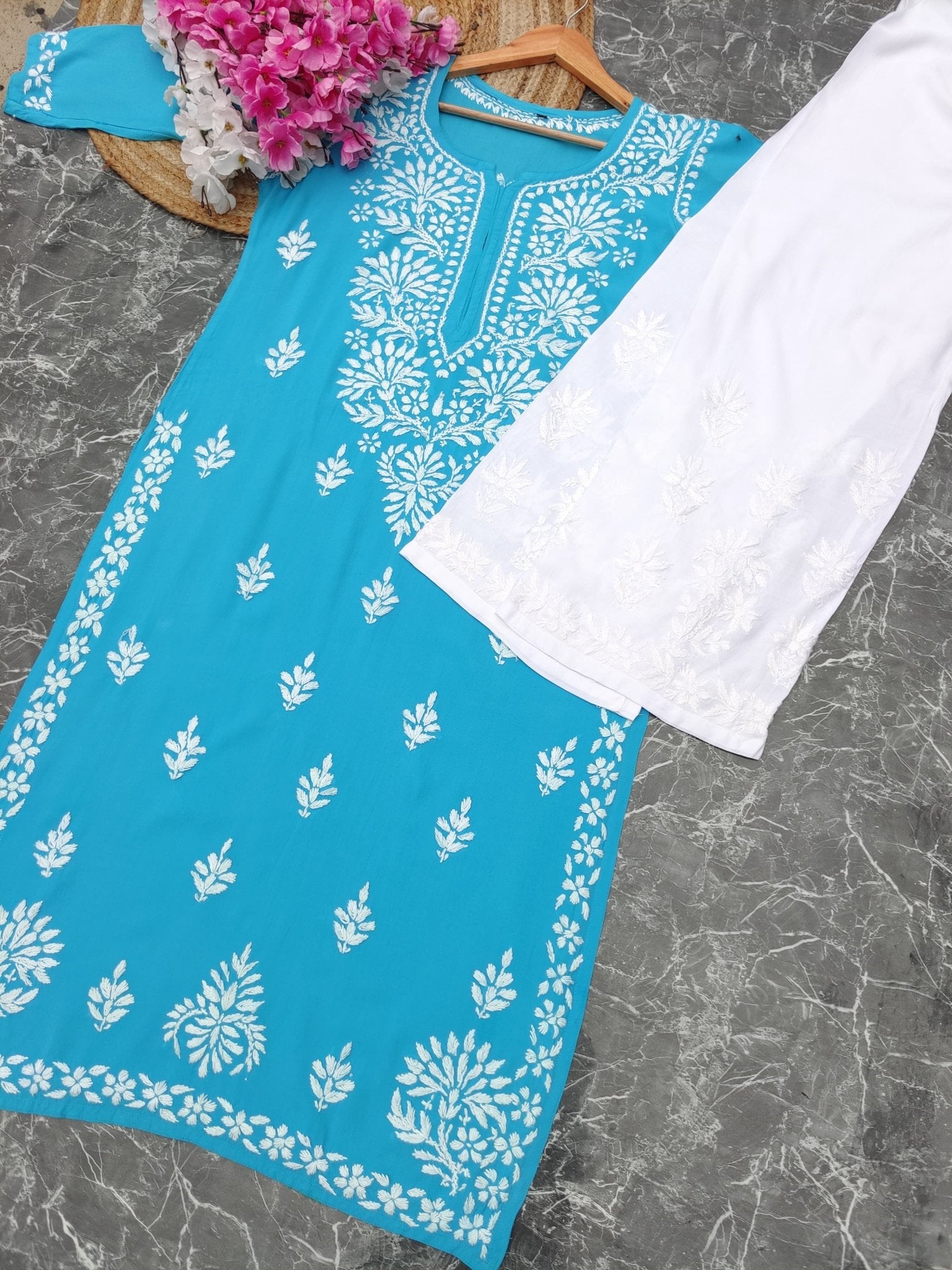 Latest Rayon Contrasting Shades Kurtis - chikankariofficial