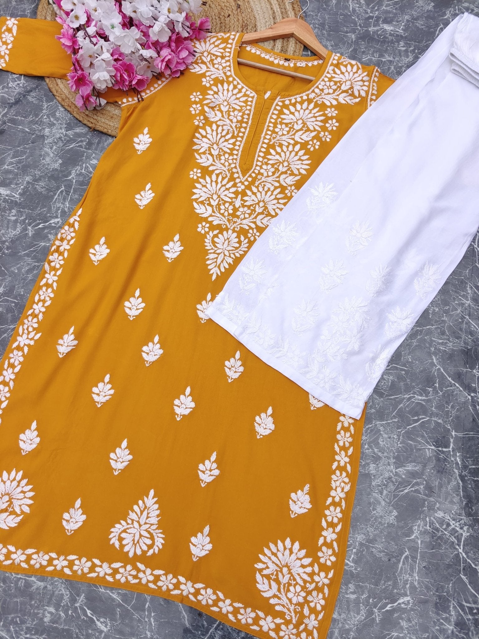 Latest Rayon Contrasting Shades Kurtis - chikankariofficial