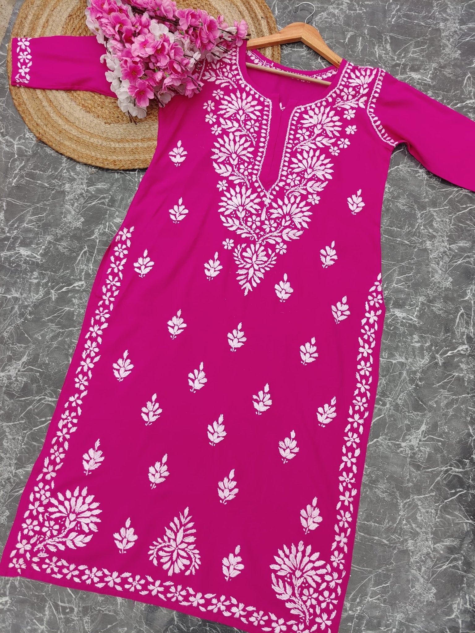 Latest Rayon Contrasting Shades Kurtis - chikankariofficial