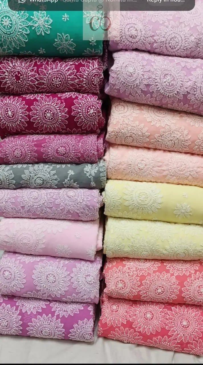 Lucknowi Heavy Georgette’ Skirt with Heavy Buta On pallu Saree - chikankariofficial