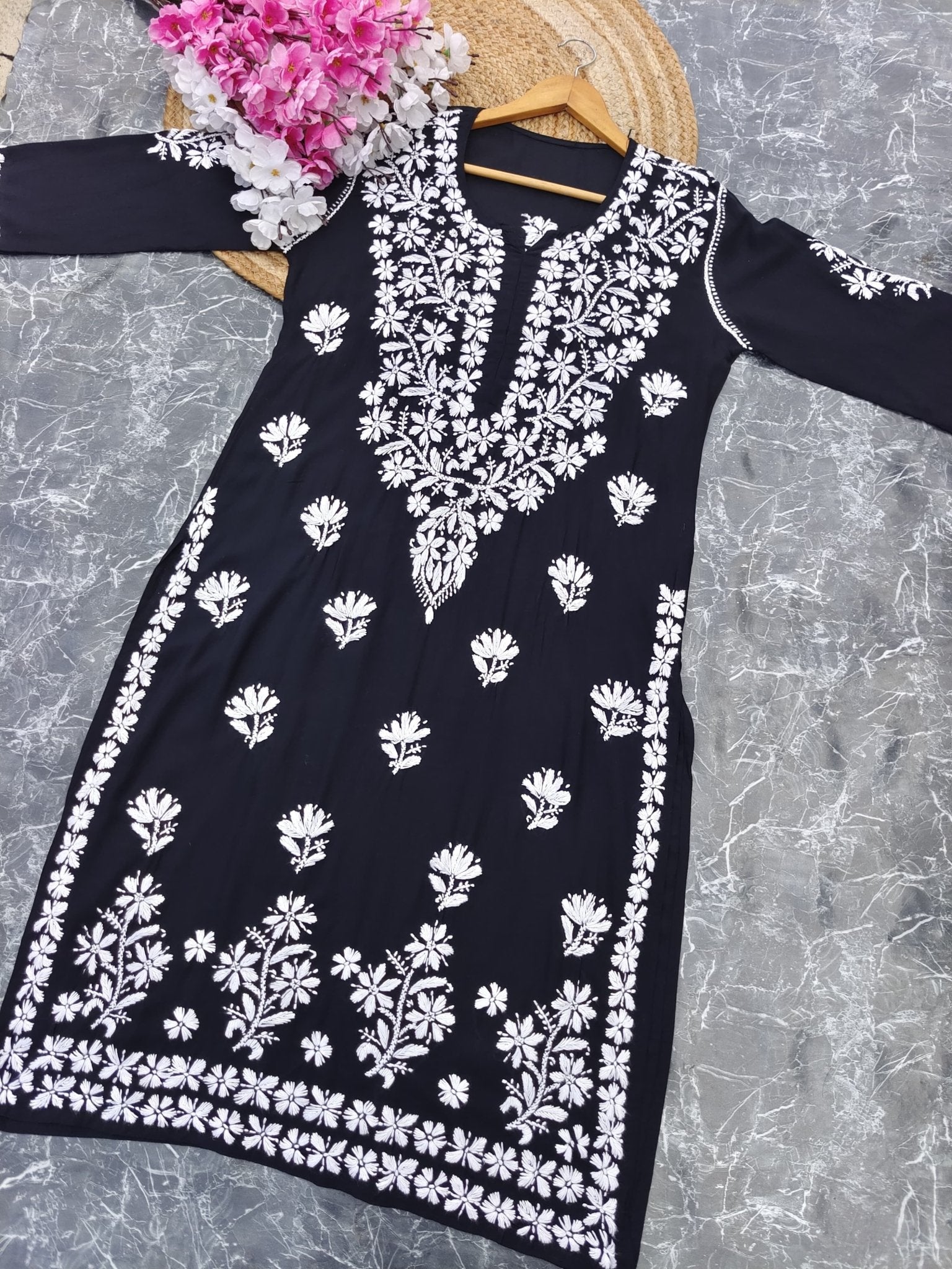Modal Black Chikankari Kurti - chikankariofficial