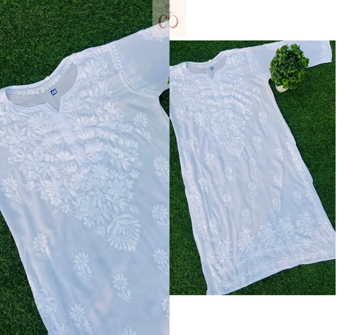 Modal Chikankaru Dyeable Kurta - chikankariofficial