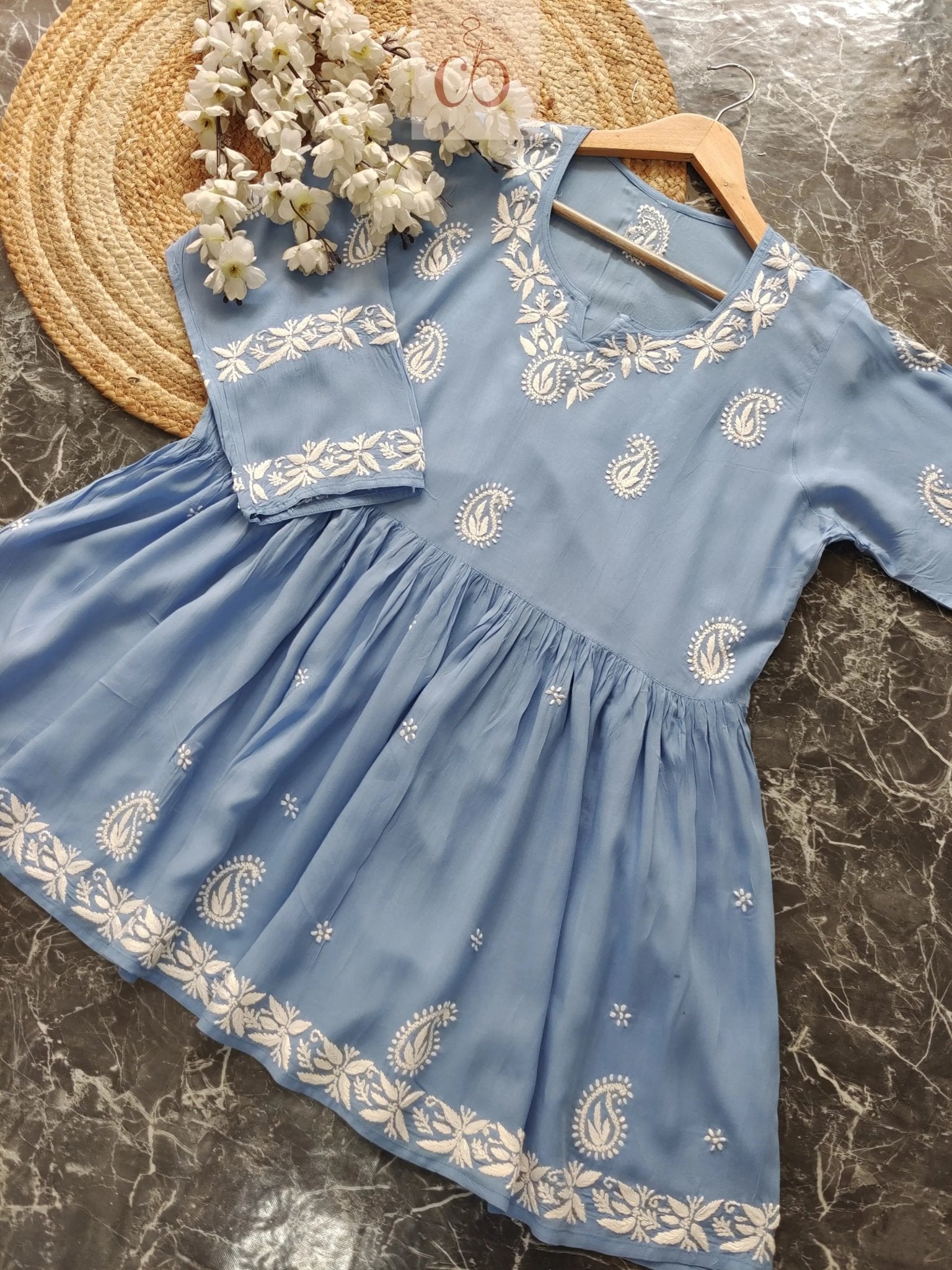 Modal short gown - chikankariofficial