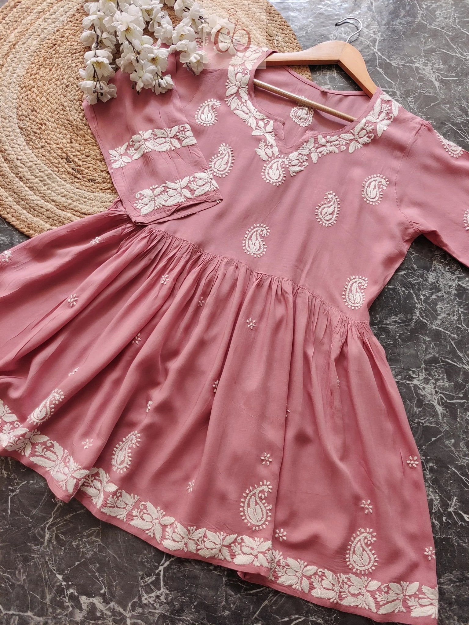 Modal short gown - chikankariofficial