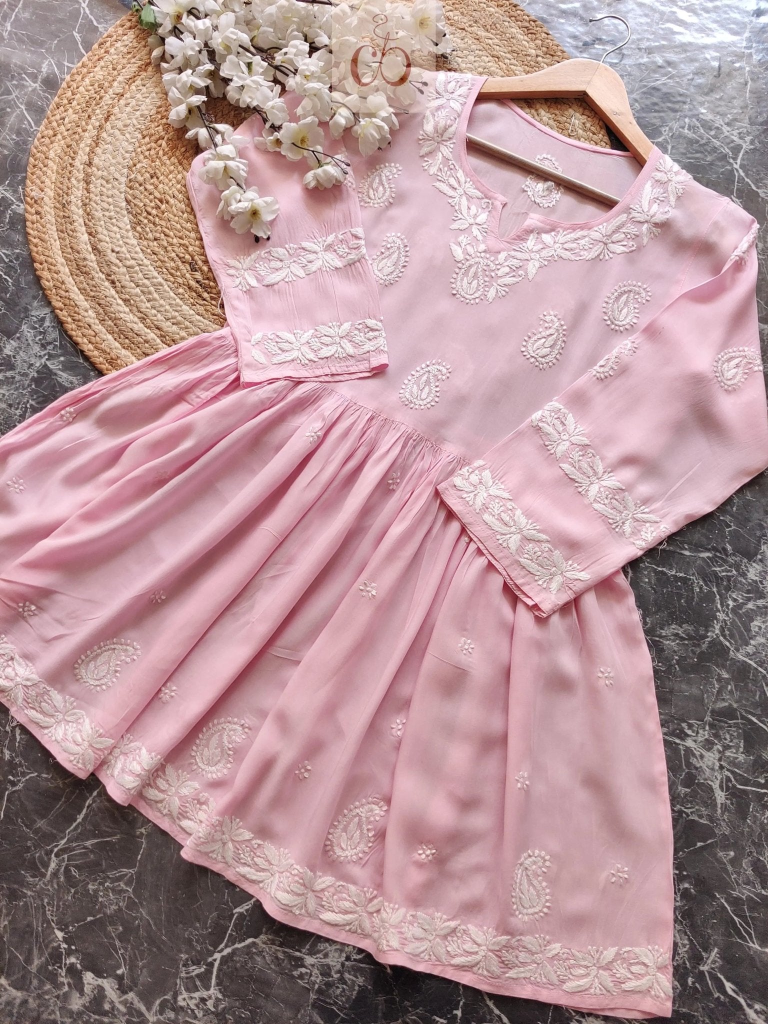 Modal short gown - chikankariofficial